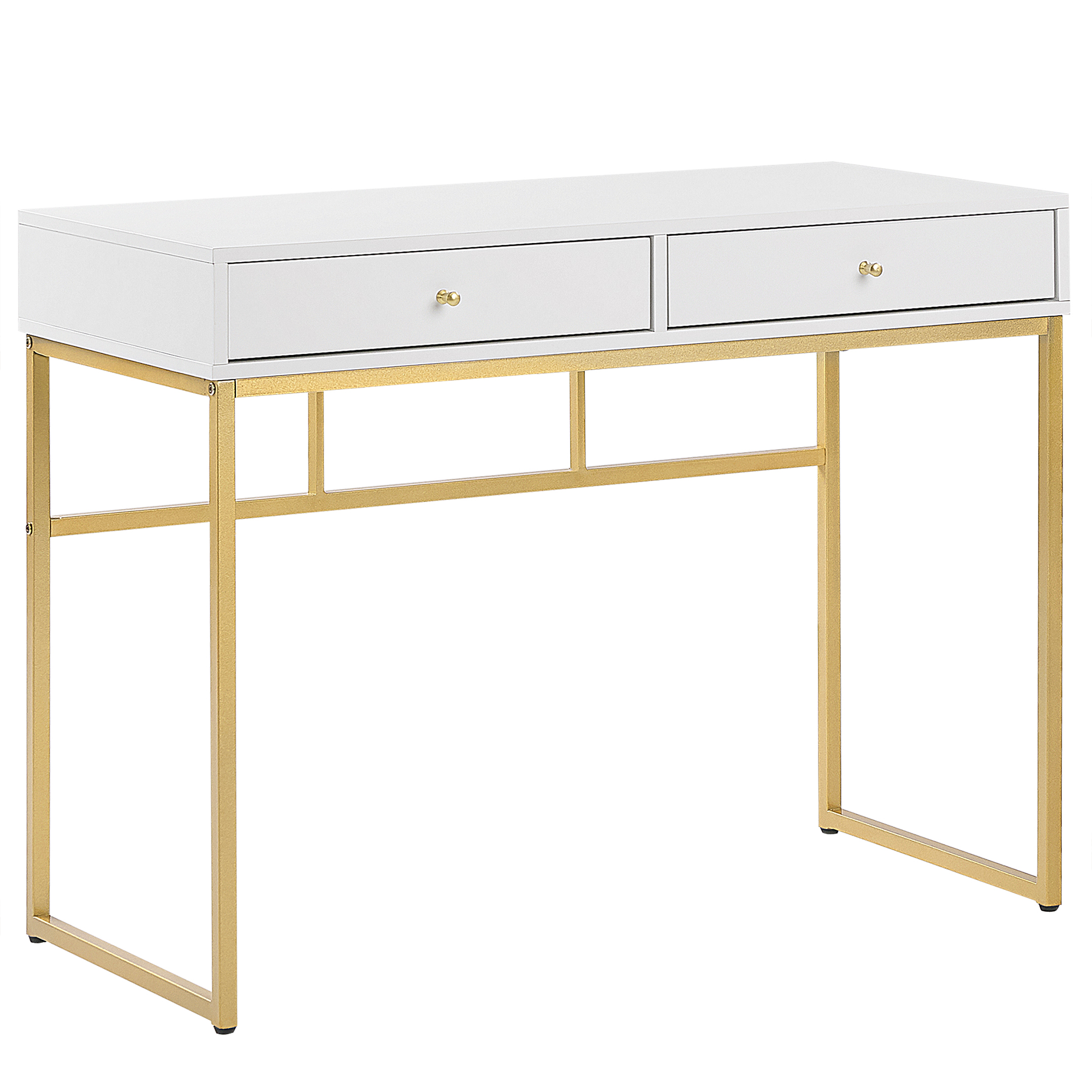 Konsolipöytä Työpöytä DAPHNE Valkoinen/kulta 100 cm 48 cm säilytystila