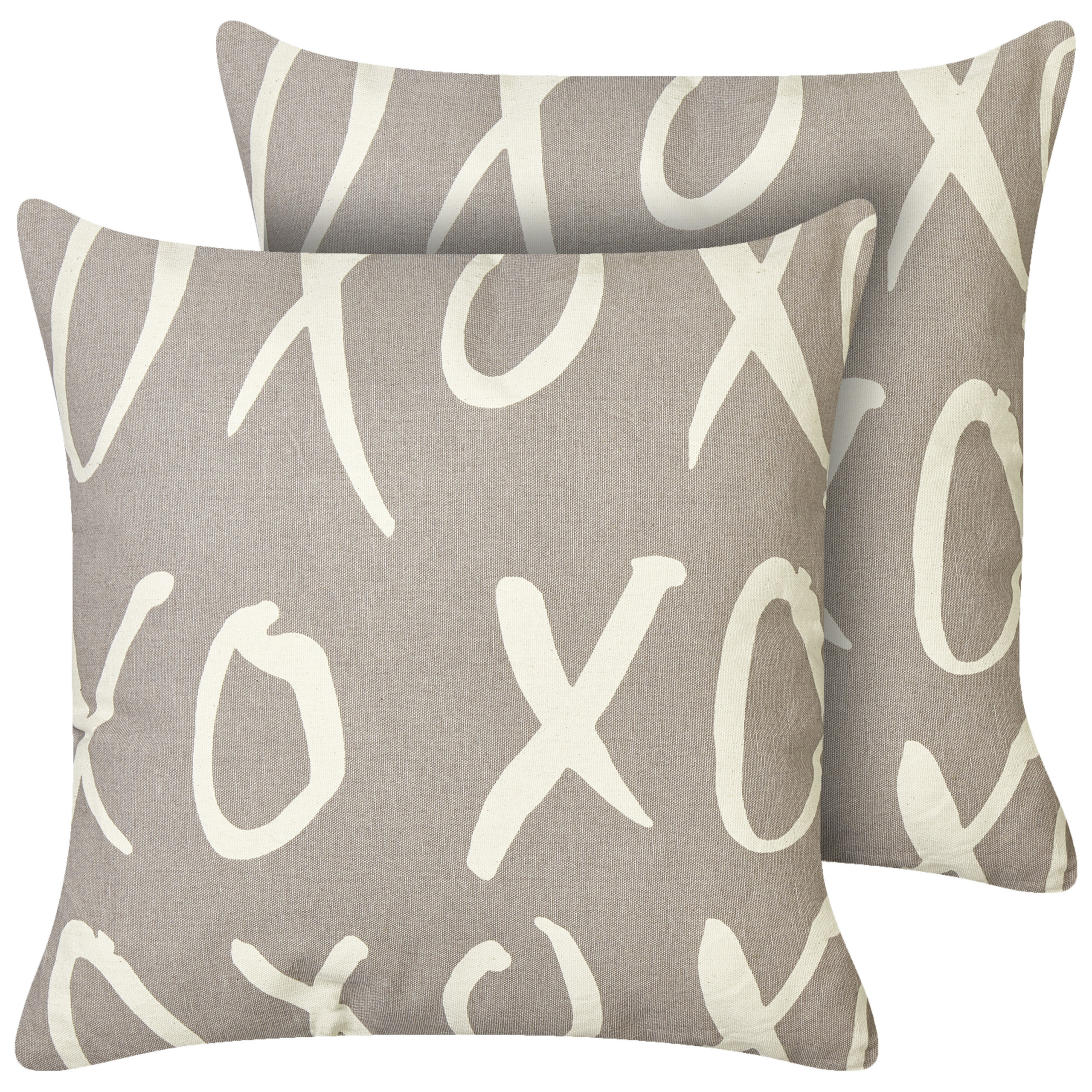 Koristetyynysetti 2 kpl TELOPEA puuvilla 45 x 45 cm Harmaa Teksti