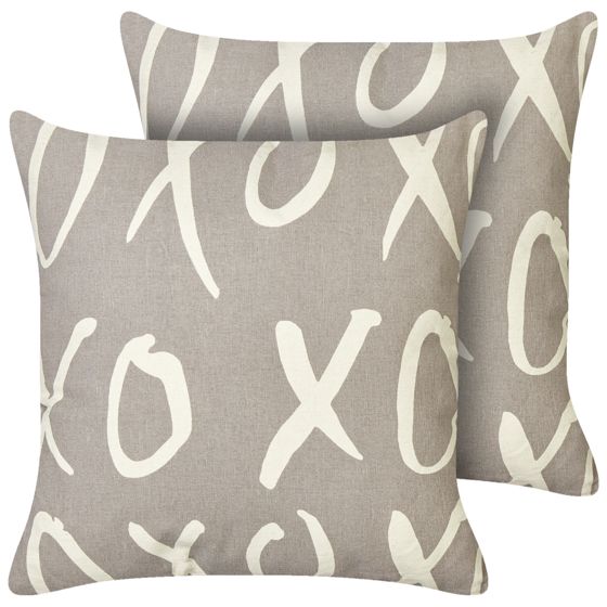 Koristetyynysetti 2 kpl TELOPEA puuvilla 45 x 45 cm Harmaa Teksti