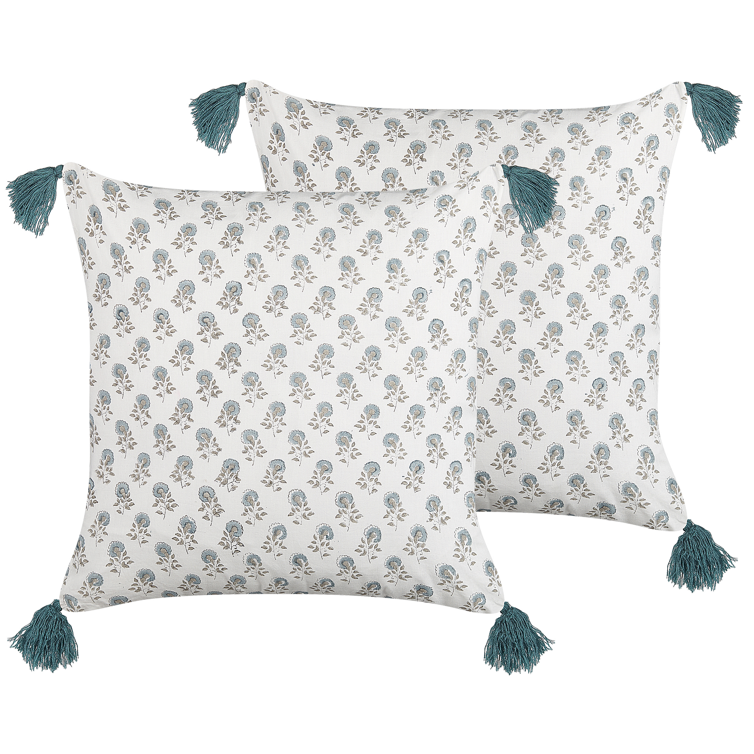 Koristetyynysetti 2 kpl CORNUS puuvilla 45 x 45 cm Sininen Kukkakuvio