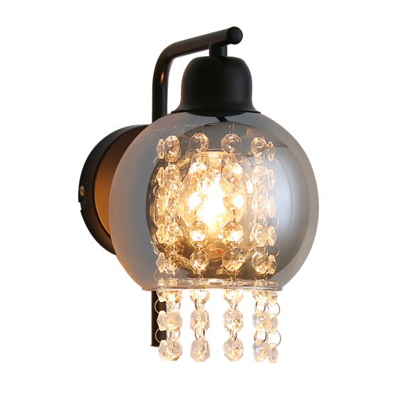 NETTLIFE Savunharmaa, lasinen, seinävalaisin Kristallipallolla, E27, makuuhuoneeseen, moderni, sisäkäytävävalaisin