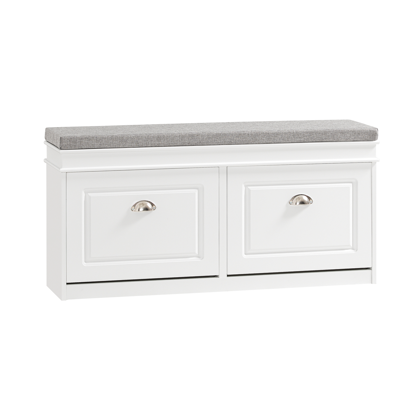 SoBuy Puukuitu säilytyspenkki FSR64-W valkoinen tyynyllä