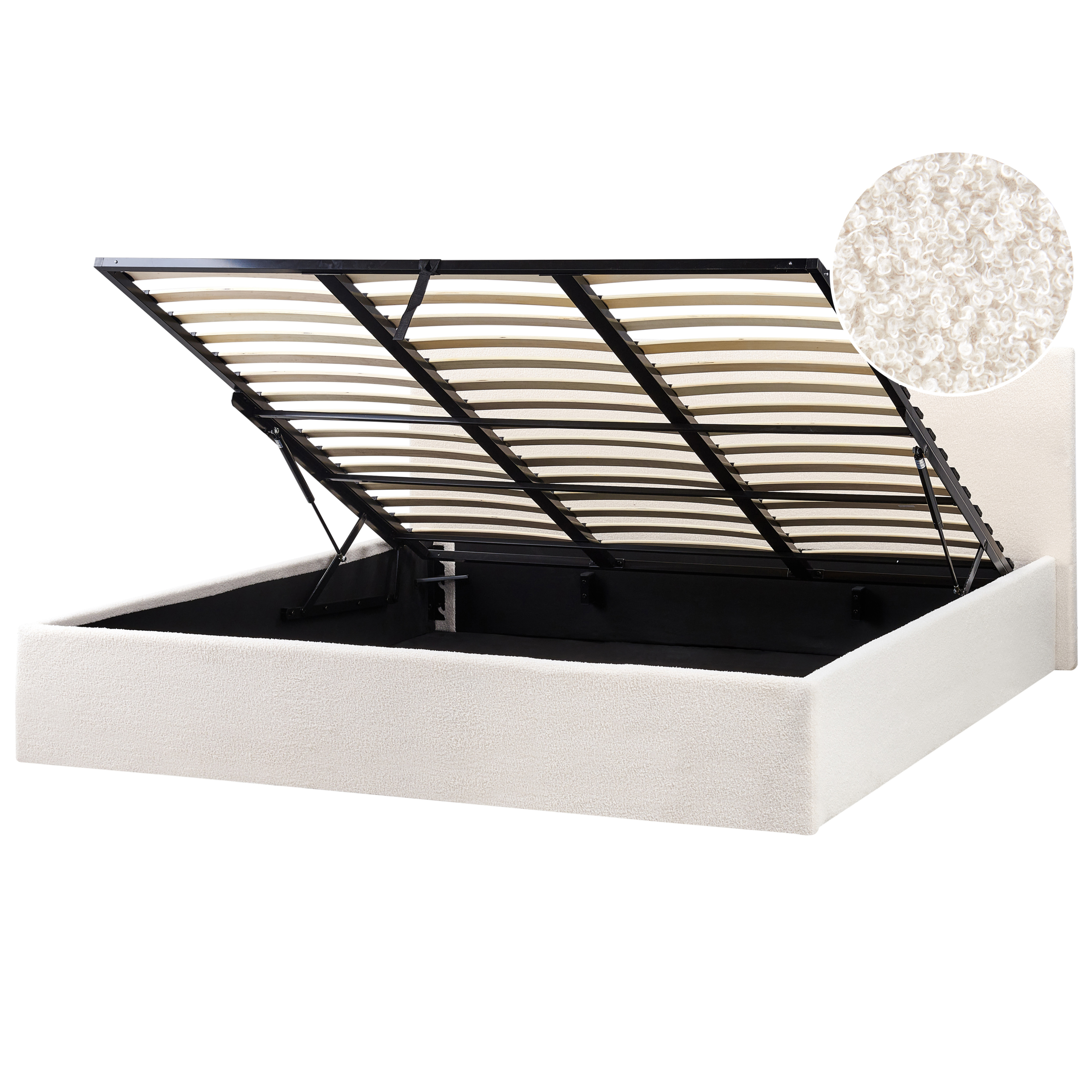 Sänky säilytystilalla buklee ORBEY 180 x 200 cm Luonnonvalkoinen