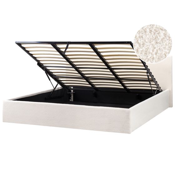 Sänky säilytystilalla buklee ORBEY 180 x 200 cm Luonnonvalkoinen