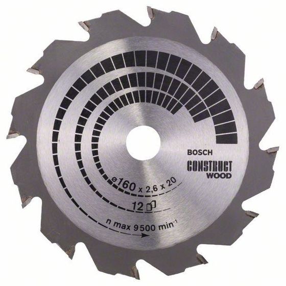 Bosch Construct Wood -Pyörösahanterä 160x20 mm, 12 hammasta