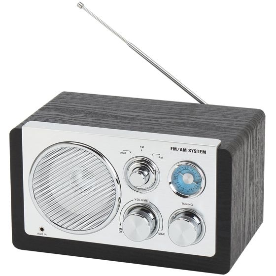 AM/FM analoginen radio Musta
