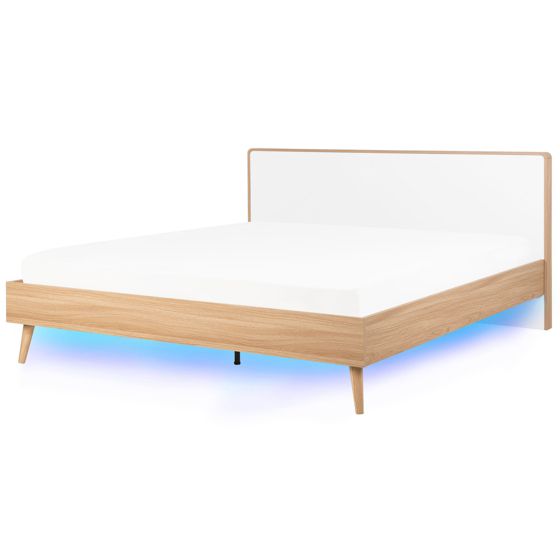 Sänky LED-valolla SERRIS 180 x 200 cm Vaaleanruskea