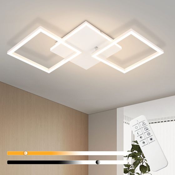 NETTLIFE LED - kattovalaisin olohuoneeseen, valkoinen, himmennettävä, neliönmuotoinen, moderni, 32 W, kaukosäätimellä