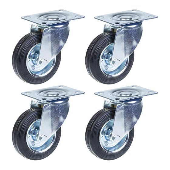 100mm 4" kumirengas, kääntyvä, vahva 360kg kantavuus, 4 kpl:n sarja.