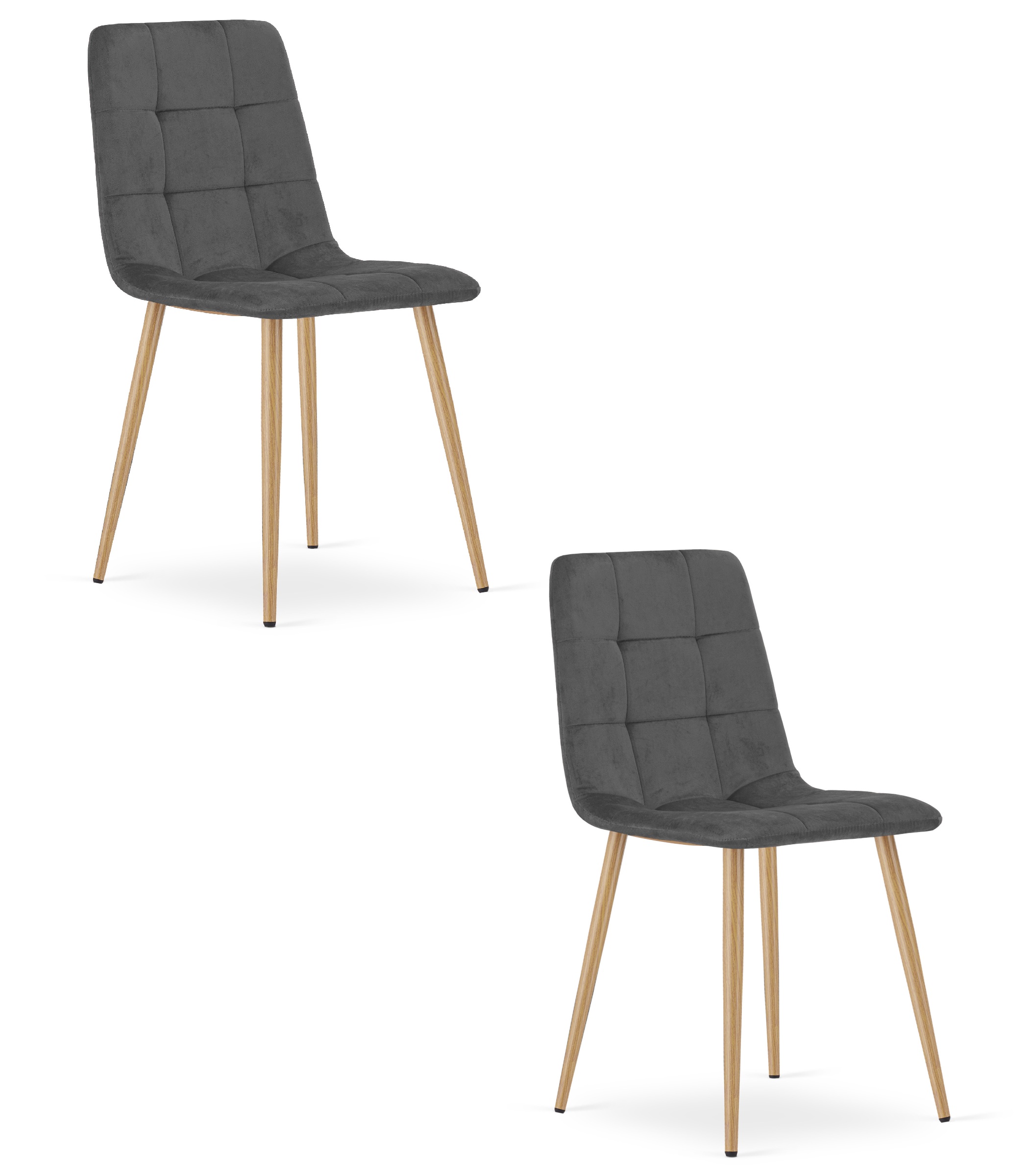 KARA-tuoli, tummanharmaa sametti, puunväriset jalat (2 kpl)