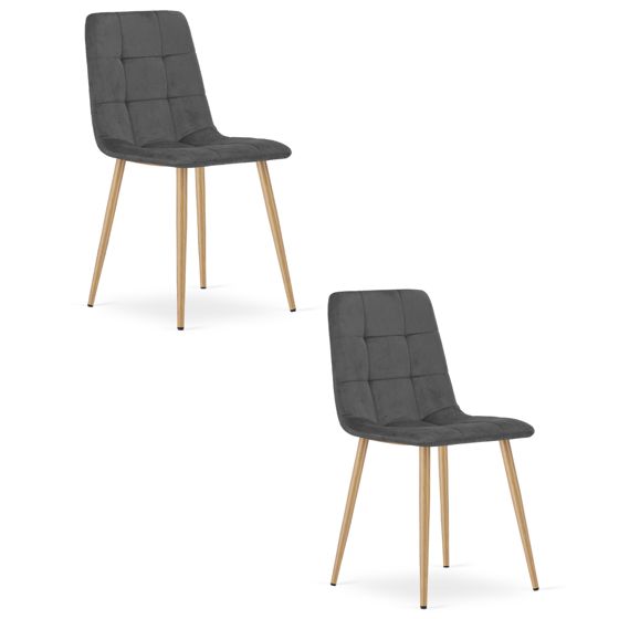 KARA-tuoli, tummanharmaa sametti, puunväriset jalat (2 kpl)