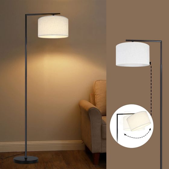 NETTLIFE-lattiavalaisin E27-lattiavalaisin jalkakytkimellä 166 cm Design-kangasvarjostin Max. 40 W - Ilman lamppua