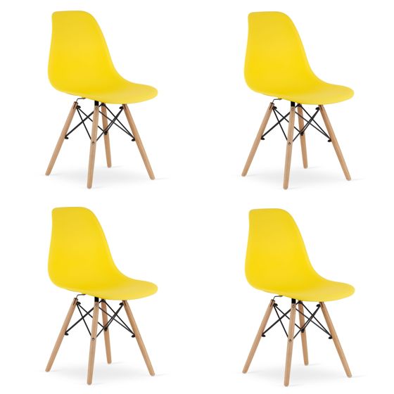 OSAKA-tuoli, keltainen, luonnonväriset jalat (4 kpl)