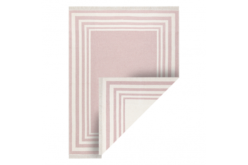 Matto TWIN 22990 Kehys, puuvilla, kaksipuolinen, Ekologiset - pinkki / kermanvärinen 100x200 cm