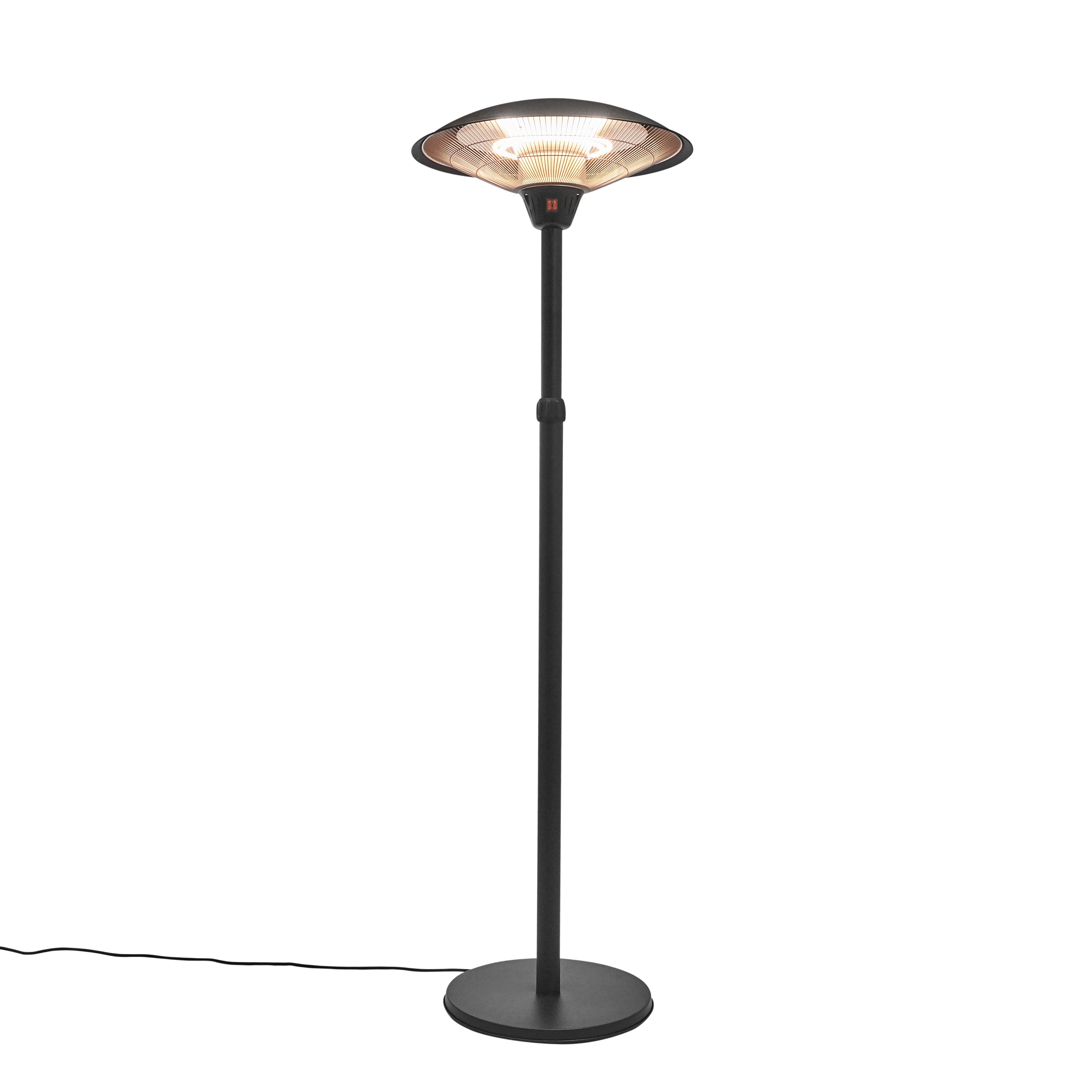 Terassilämmitin lattiamalli säädettävällä jalalla 900/1200/2100 W, HA, musta HORTUS