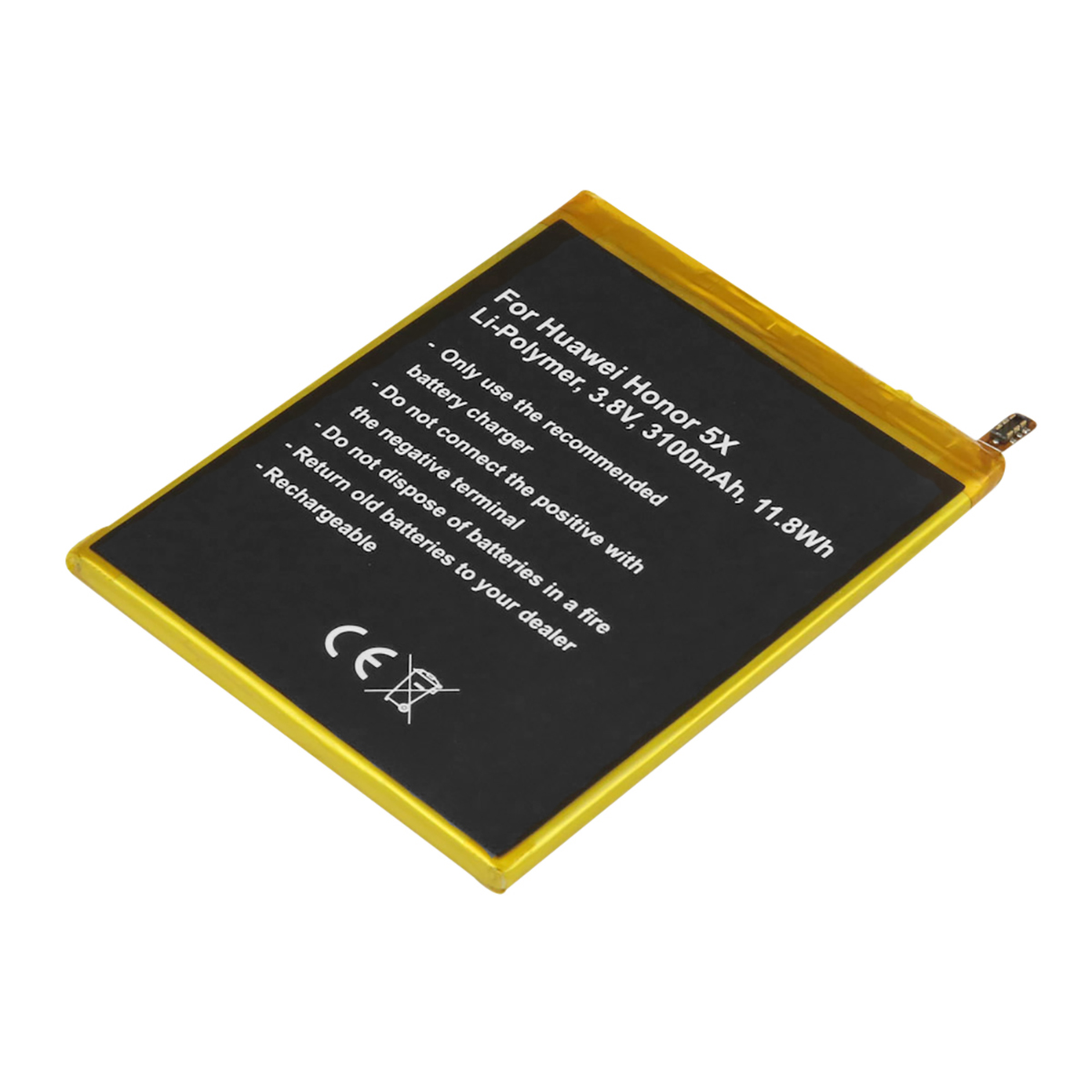 Akku Huawei Honor 5X:lle, Li-Polymer 3,8V 3100mAh 11,8Wh