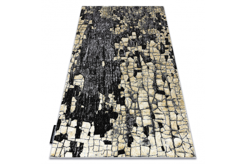 Matto DE LUXE moderni 2079 katukivet tiili - Rakenteellinen kulta / harmaa 200x290 cm