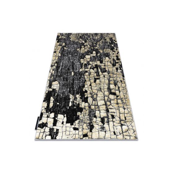 Matto DE LUXE moderni 2079 katukivet tiili - Rakenteellinen kulta / harmaa 200x290 cm