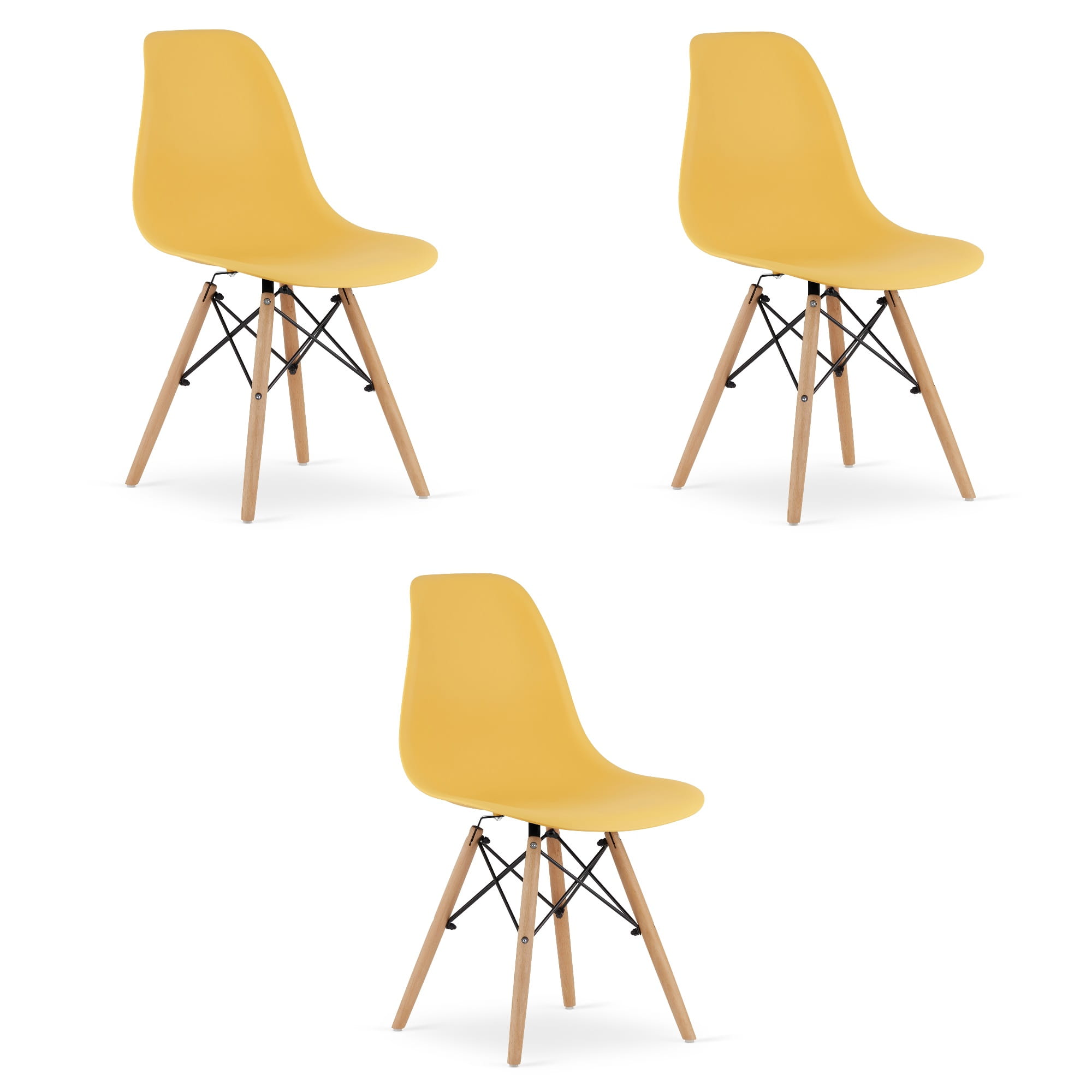 OSAKA-tuoli, sinapinkeltainen, luonnonväriset jalat (3 kpl)