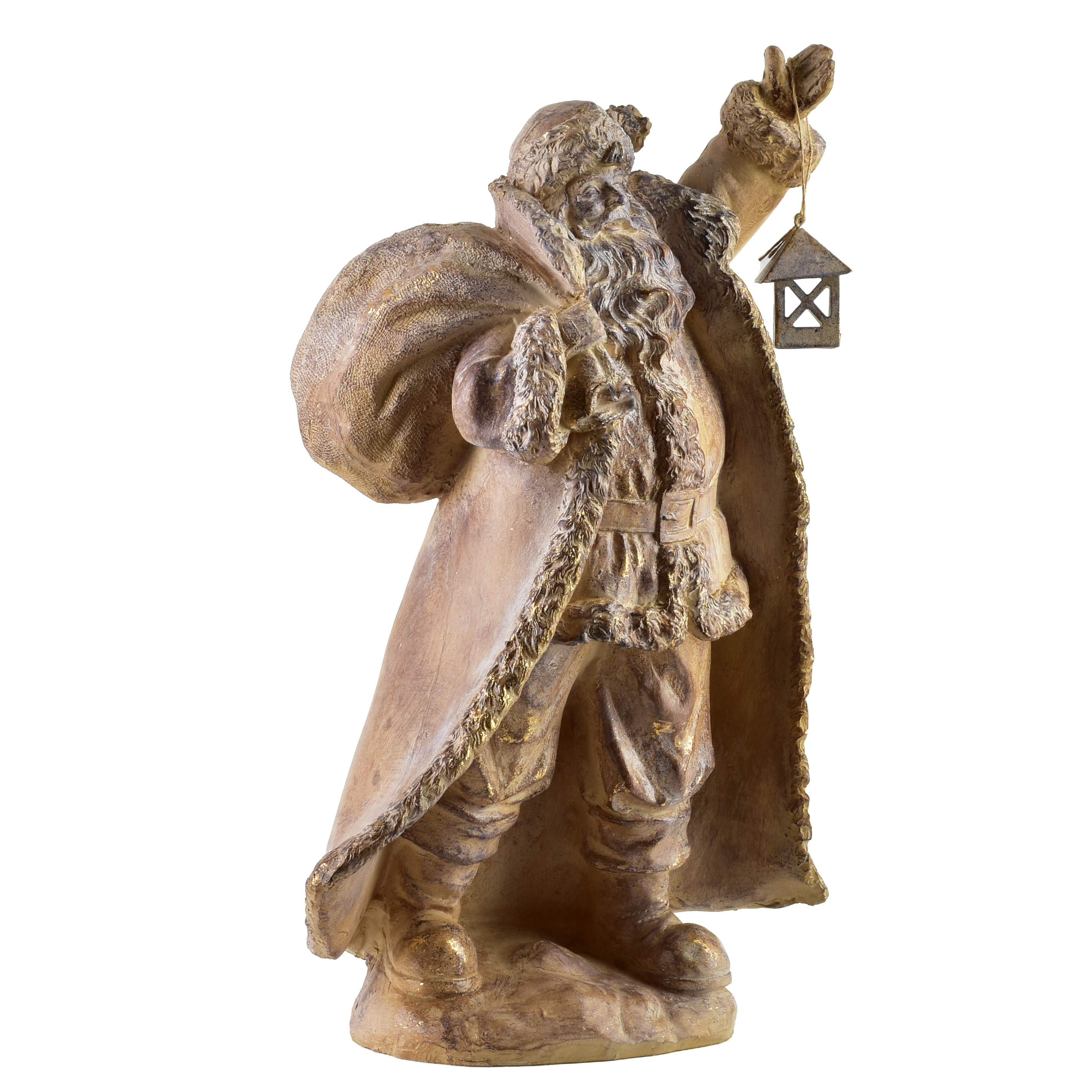 Joulupukki polyresiini SANTA LILA 27x16x41 cm ruskea-kulta 1 kpl