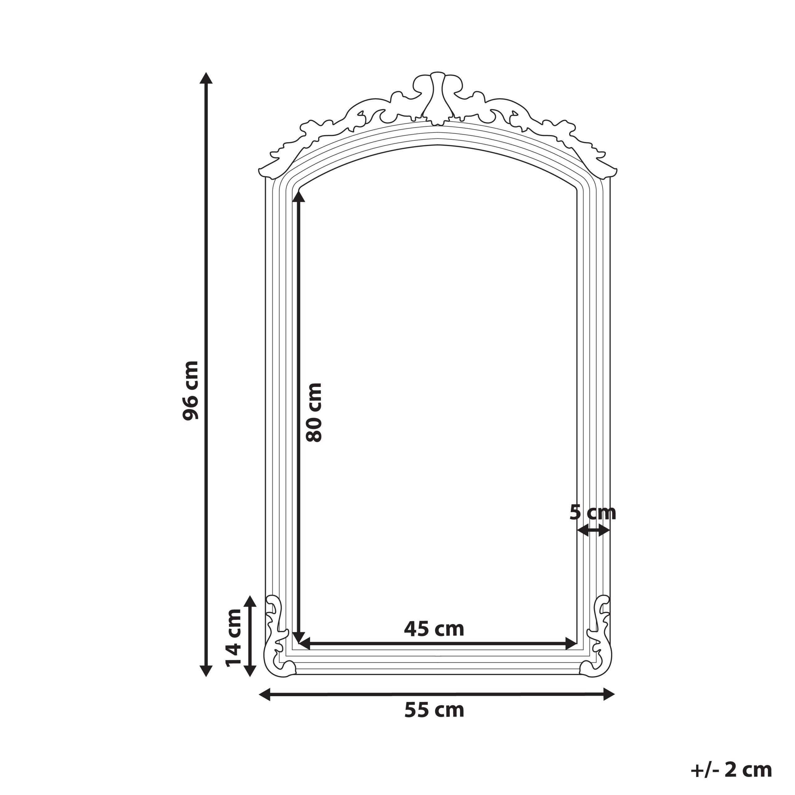 Seinäpeili GORGES 55 cm 96 cm Metalli Kulta