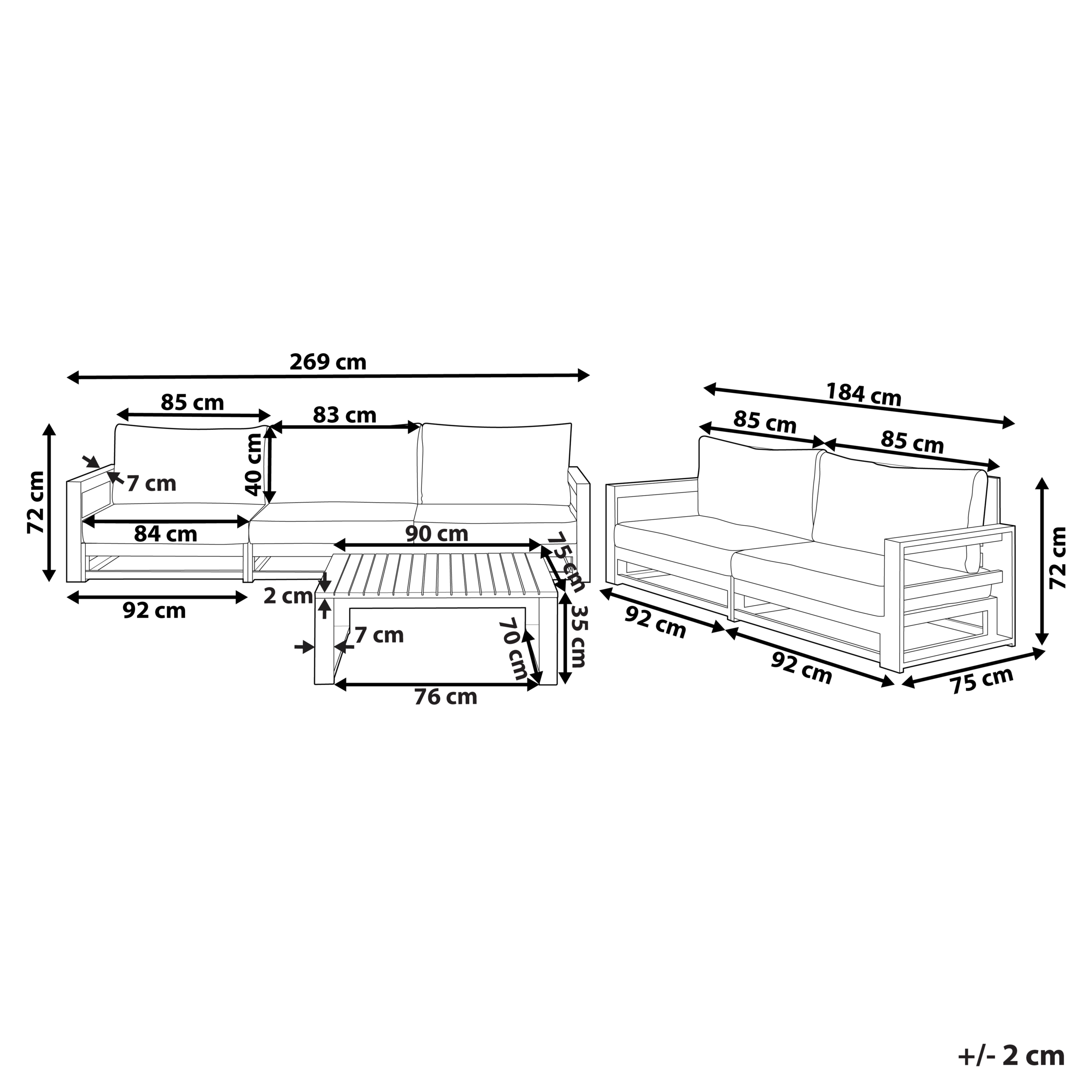 Ulkosohvaryhmä pöydällä 5-istuttava TIMOR modulaarinen sertifioitu akaasia Tummanruskea