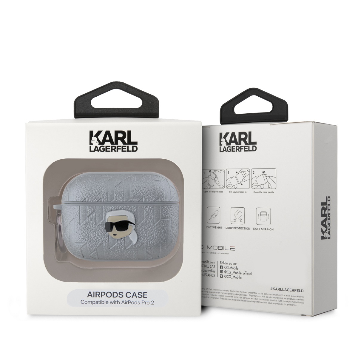 Kotelo AirPods Pro 2 Monogrammi Karl Head Kohokuvioitu