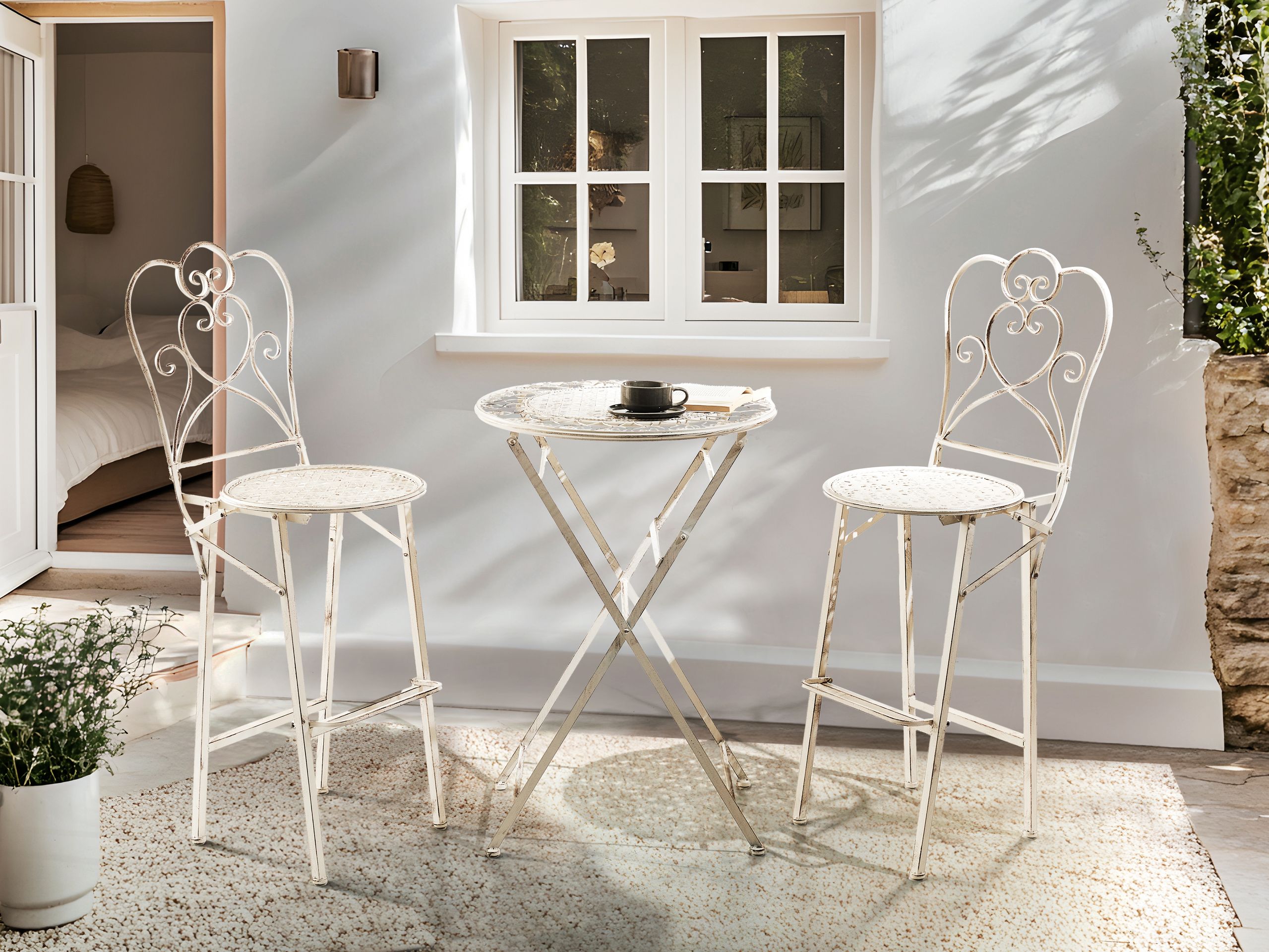 Ulkobaariryhmä taitettava TRIESTE metalli Vaaleanbeige