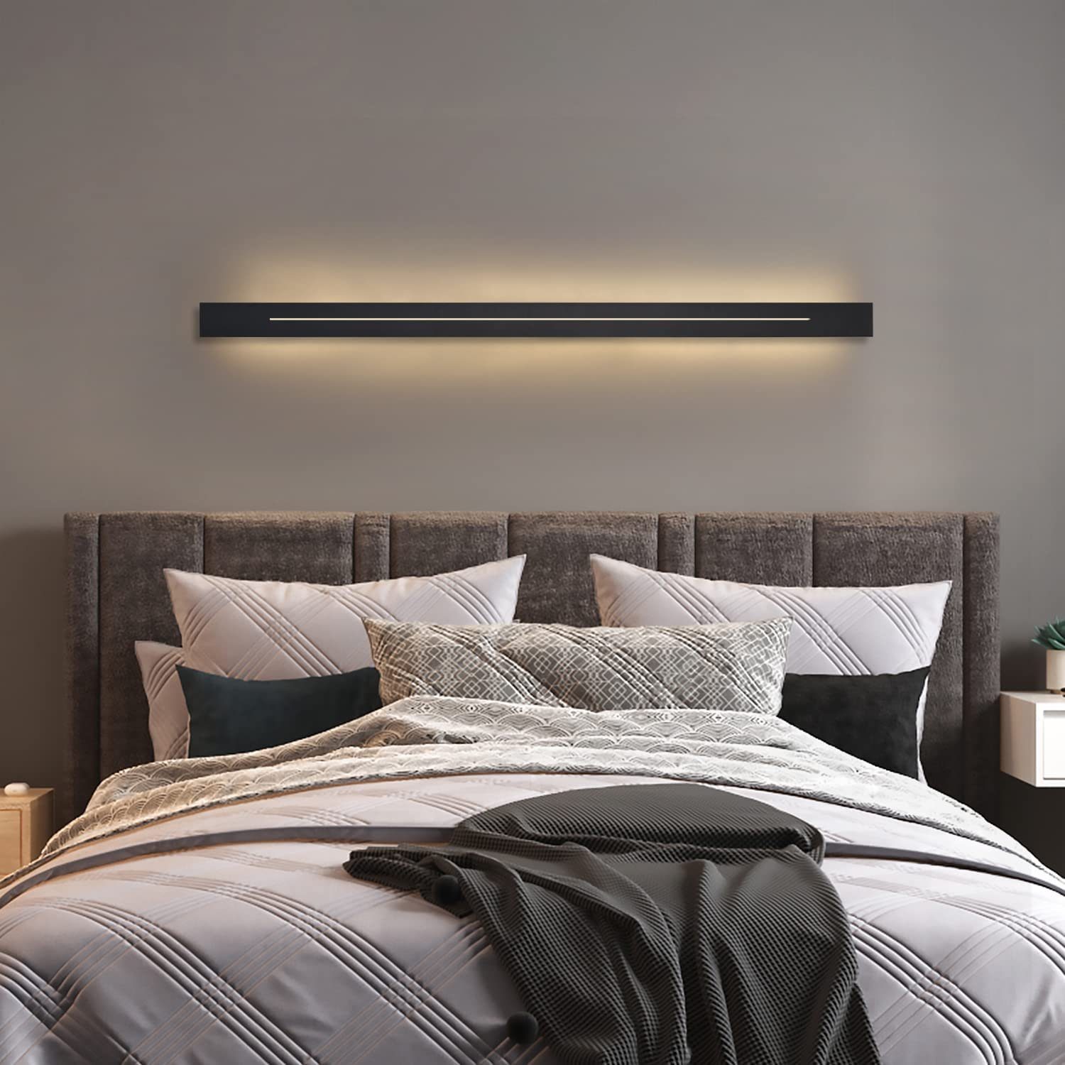 NETTLIFE LED - seinävalaisin, sisätiloihin - moderni, makuuhuone 100cm Käytävävalaisin, lämmin valkoinen, 31W, musta porrasvalaisin, seinävalaisin