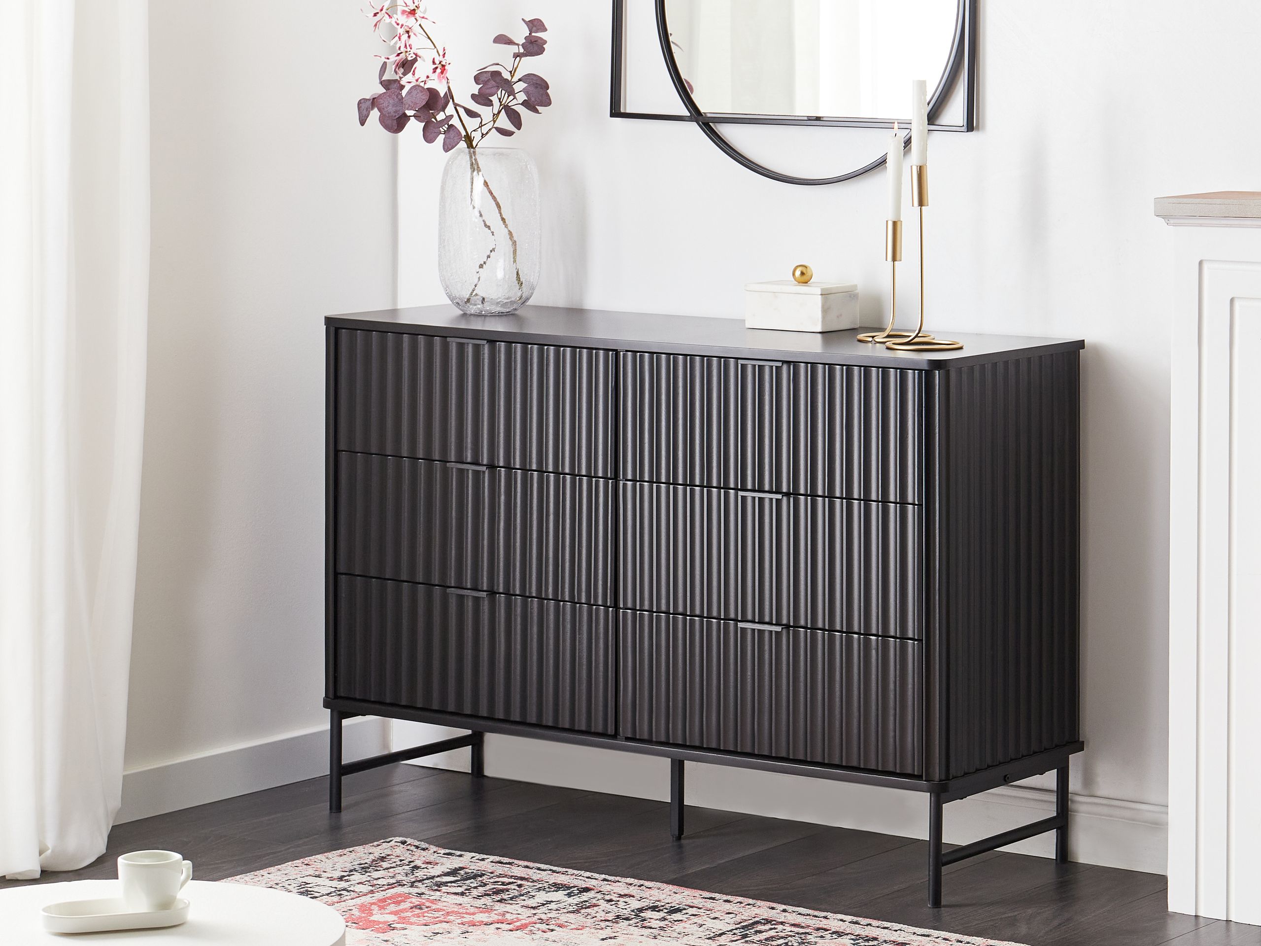 Lipasto 6 laatikolla GLASTONBURY Musta