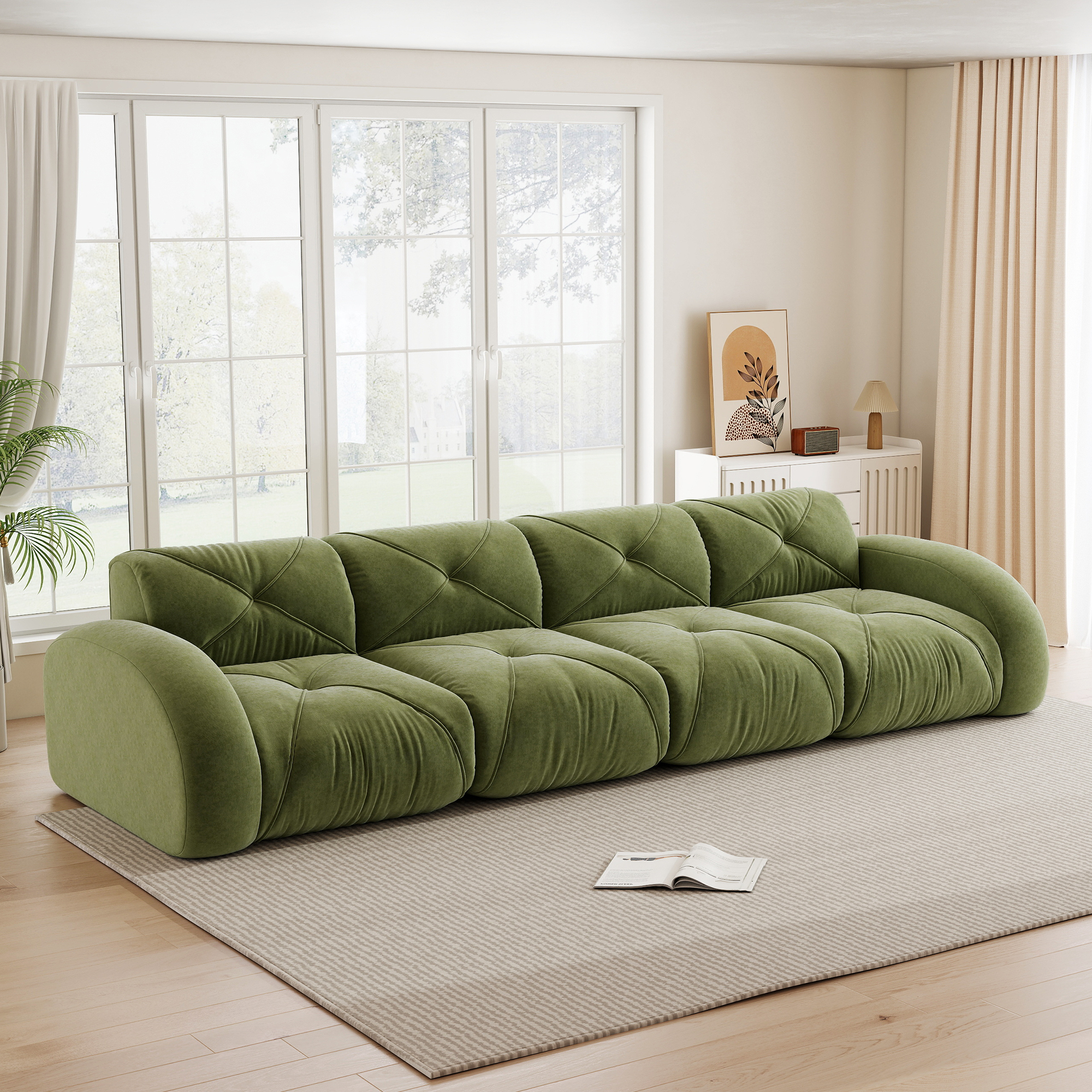 moduulisohva 4-paikkainen vihreä chenille moderni säädettävä
