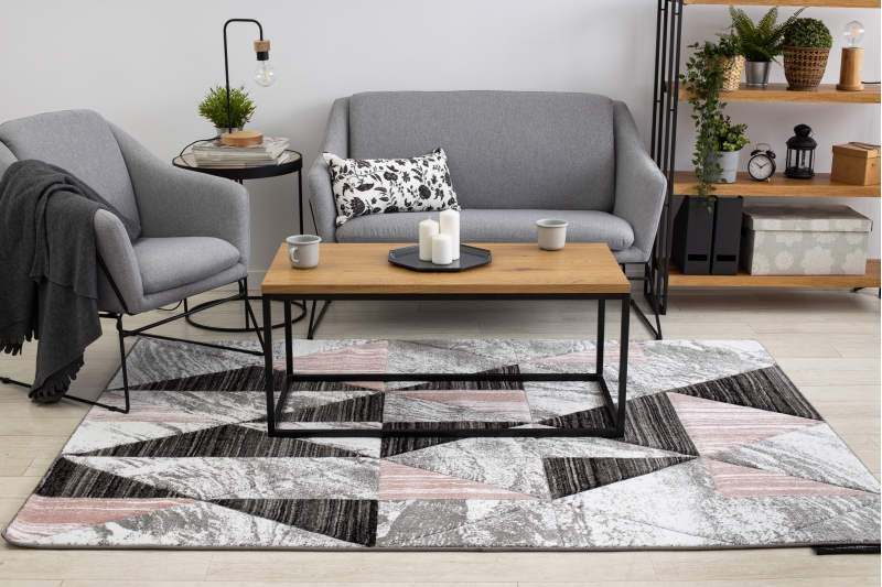 Matto ALTER Nano Kolmiot vaaleanpunainen 140x190 cm