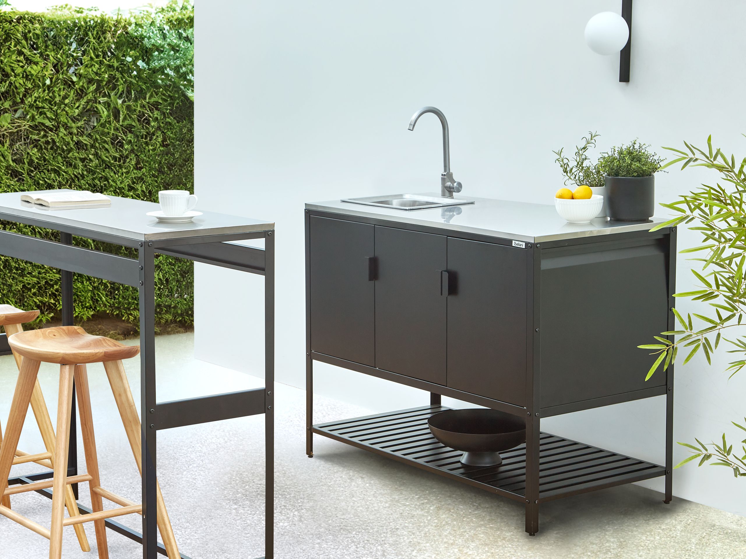 Ulkokeittiön allaskaappi MAENZA metalli Musta