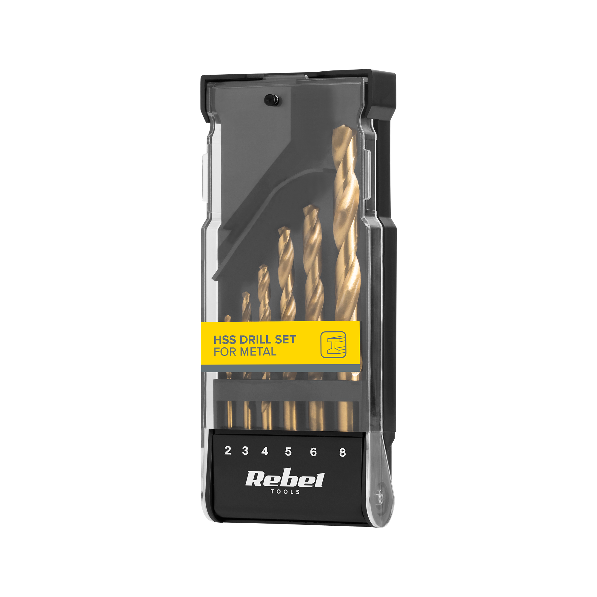 Rebel HSS -poranteräsarja metallille, teräkselle ja muoville, 6 osaa, 2–8 mm