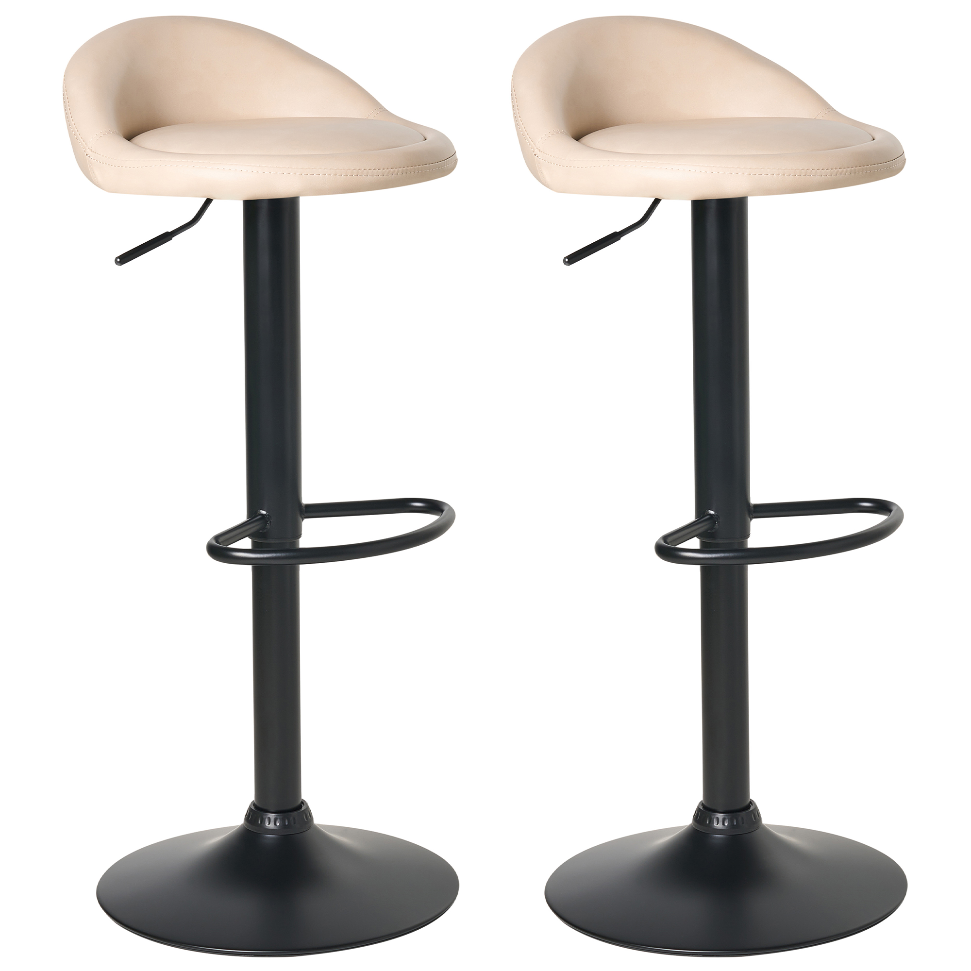 Baarijakkarasetti 2 kpl MEEDER keinonahka pyörivä Vaaleanbeige