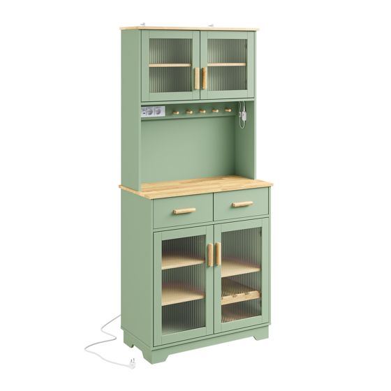 Säilytyskaappi 2 kpl setti LED-valaistuksella viher 80.0x38.0x180.0 cm FSB108-E-GR