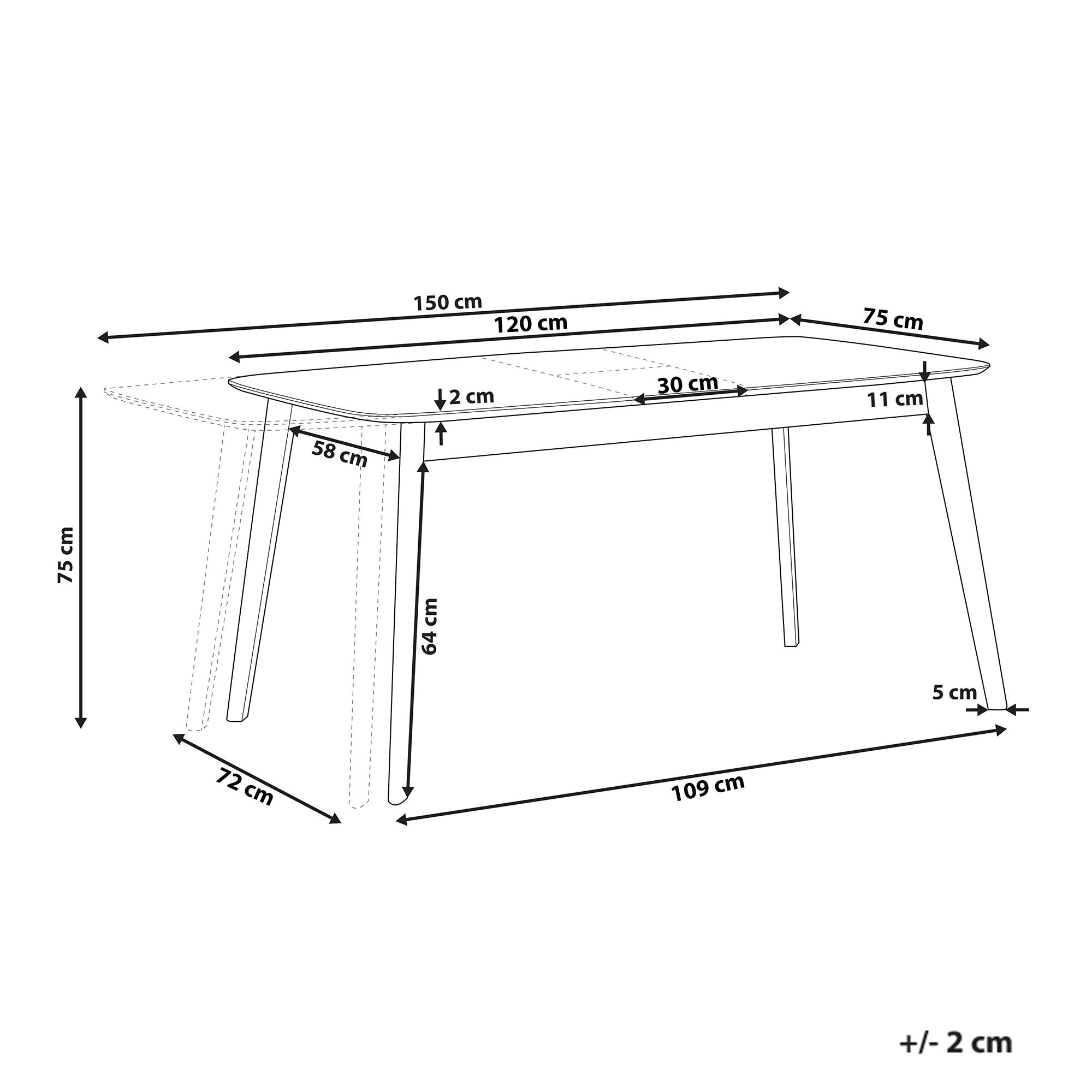Jatkettava ruokapöytä MADOX Vaalea tammiviilu 120/150 cm 75 cm
