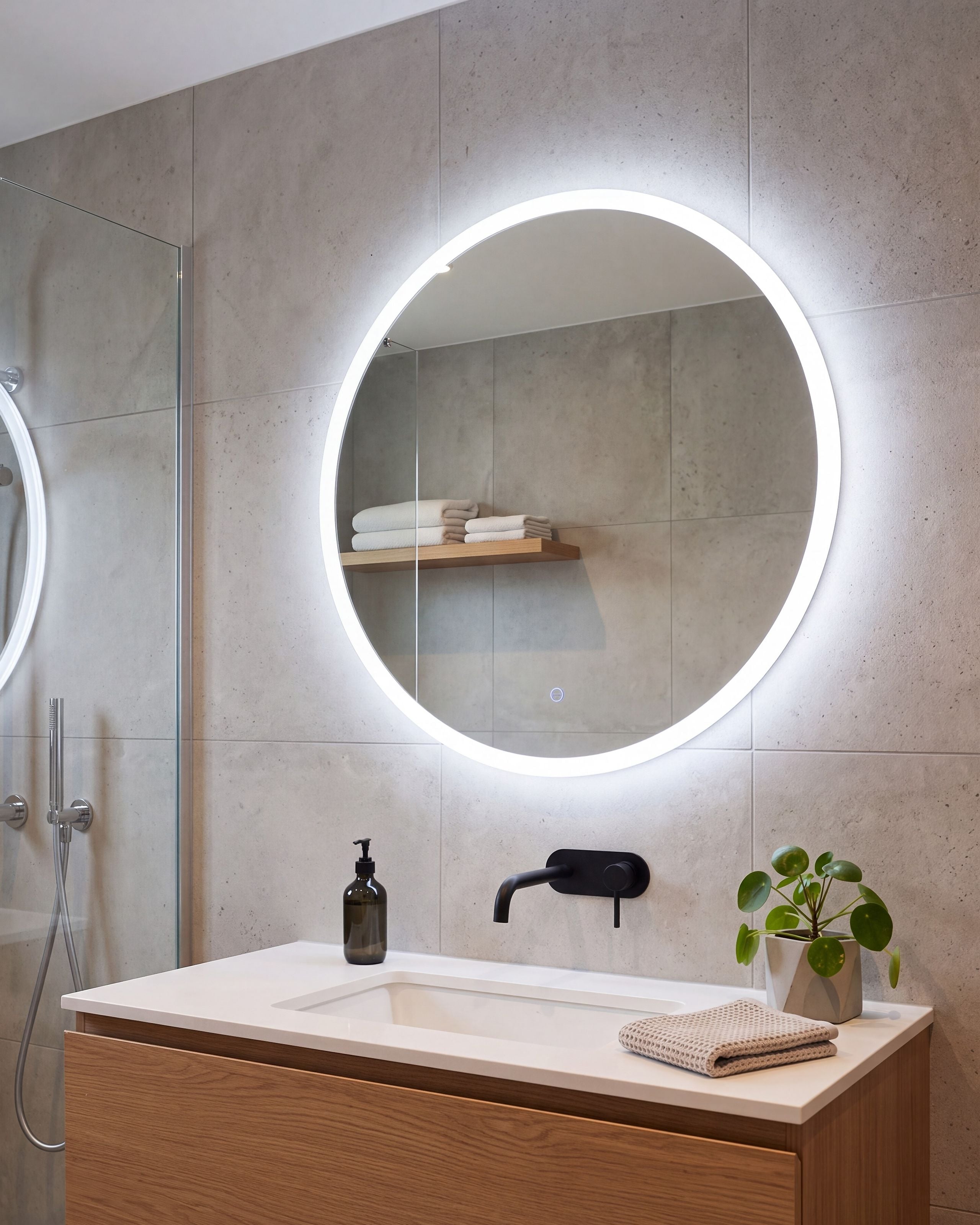 Kylpyhuoneen LED-peili DEAUVILLE 79 cm 79 cm Hopea