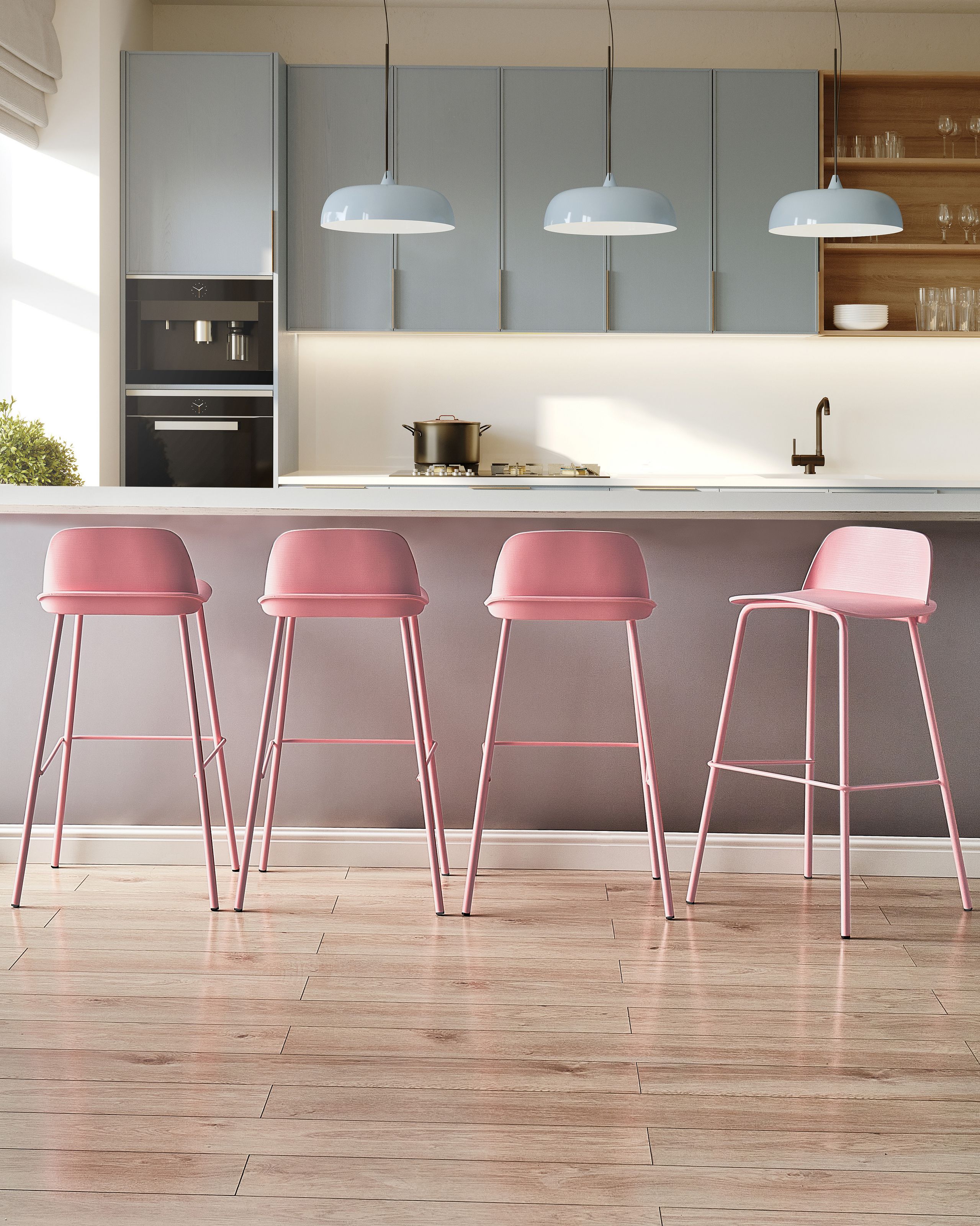 Baarituolisetti 4 kpl MORA Pastellipinkki