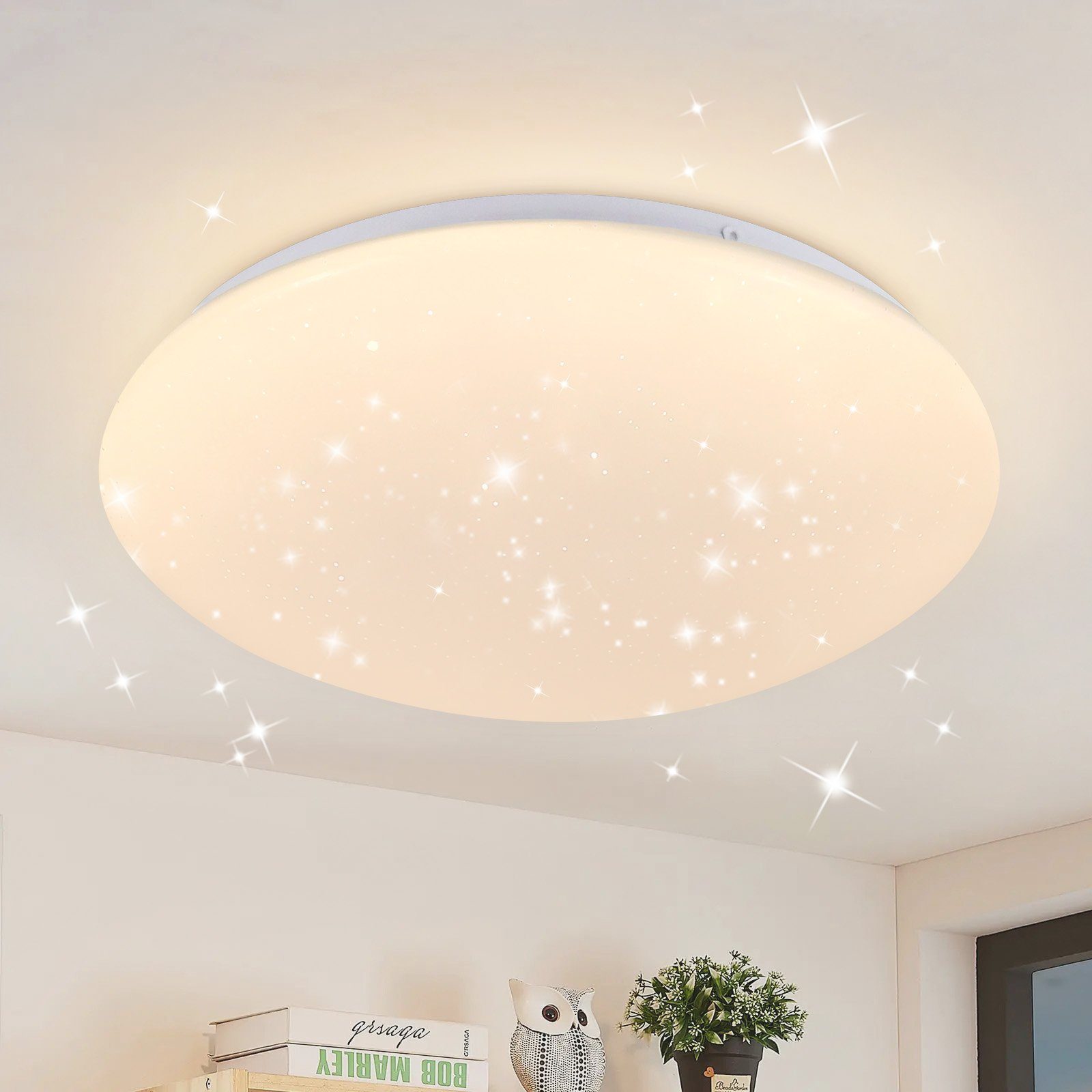 NETTLIFE LED - kattovalaisin,30 cm pyöreä, lämmin kylpy, tähtitaivas, 18 W, IP44- lamppu