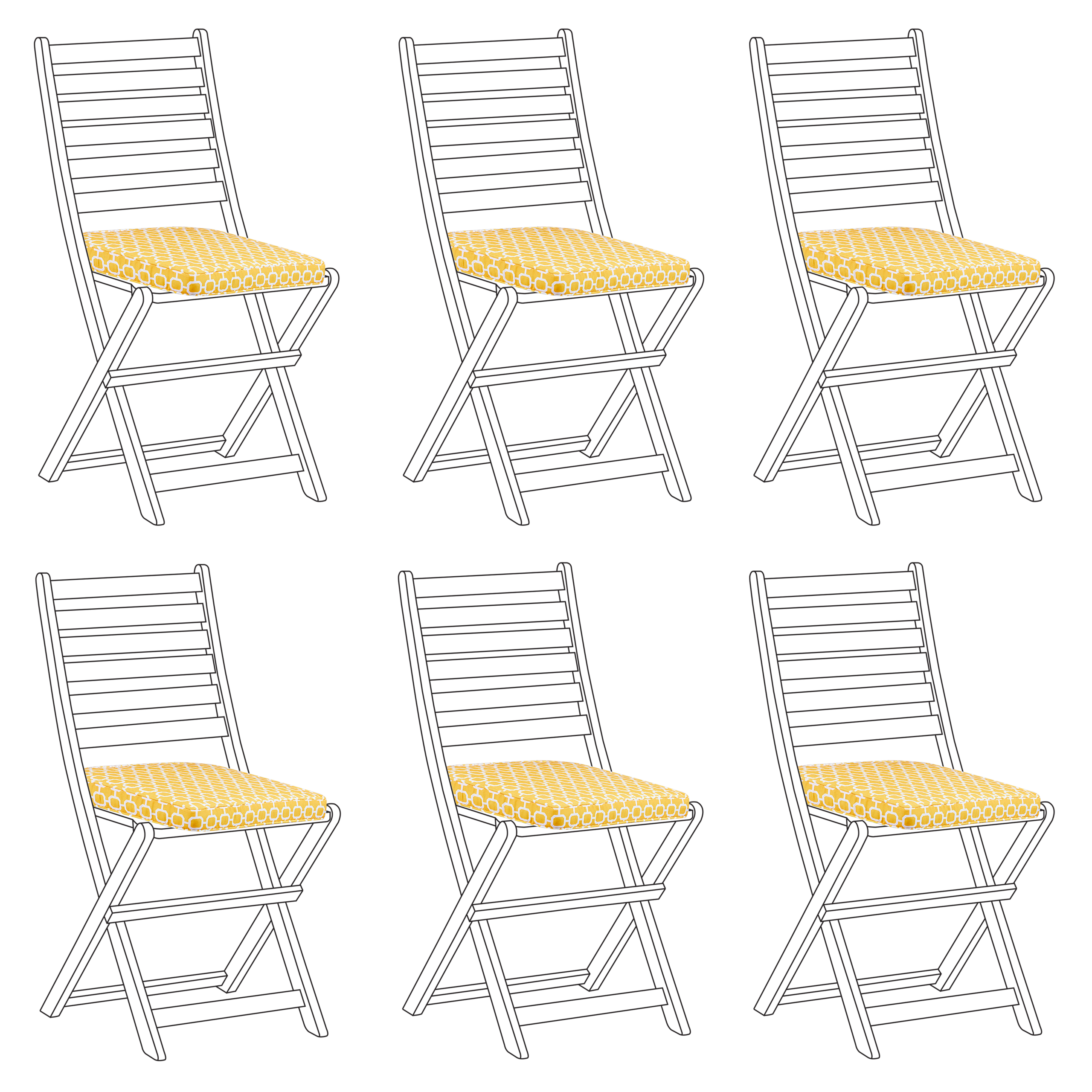 Puutarhatuolien istuintyynysetti 6 kpl TOLVE 39 x 31 cm Keltainen