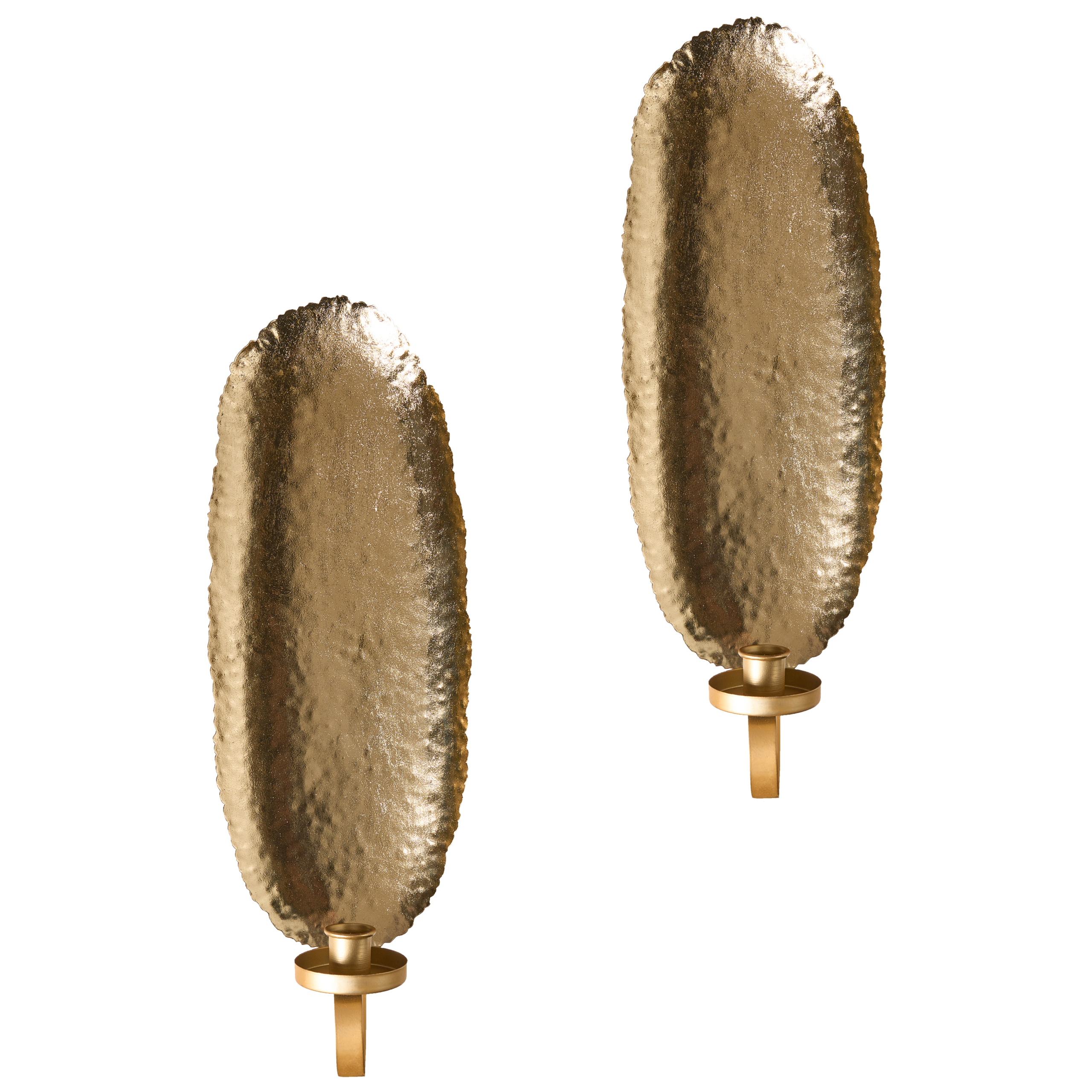 Seinäkynttelikkösetti 2 kpl FEIJO metalli 44 cm Kulta