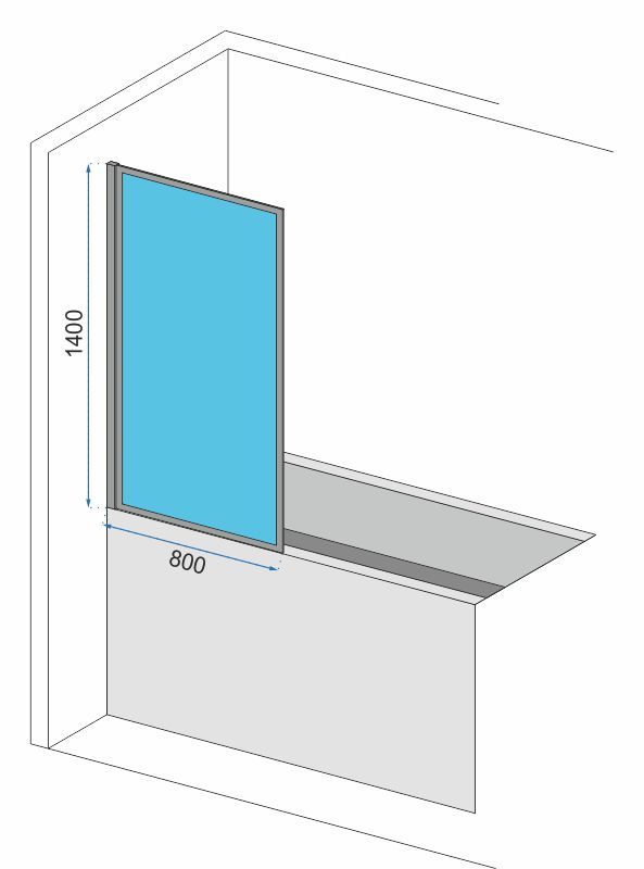 REA suihkuseinät LAGOS-1 FIX 80 musta, 1,8X80X140CM