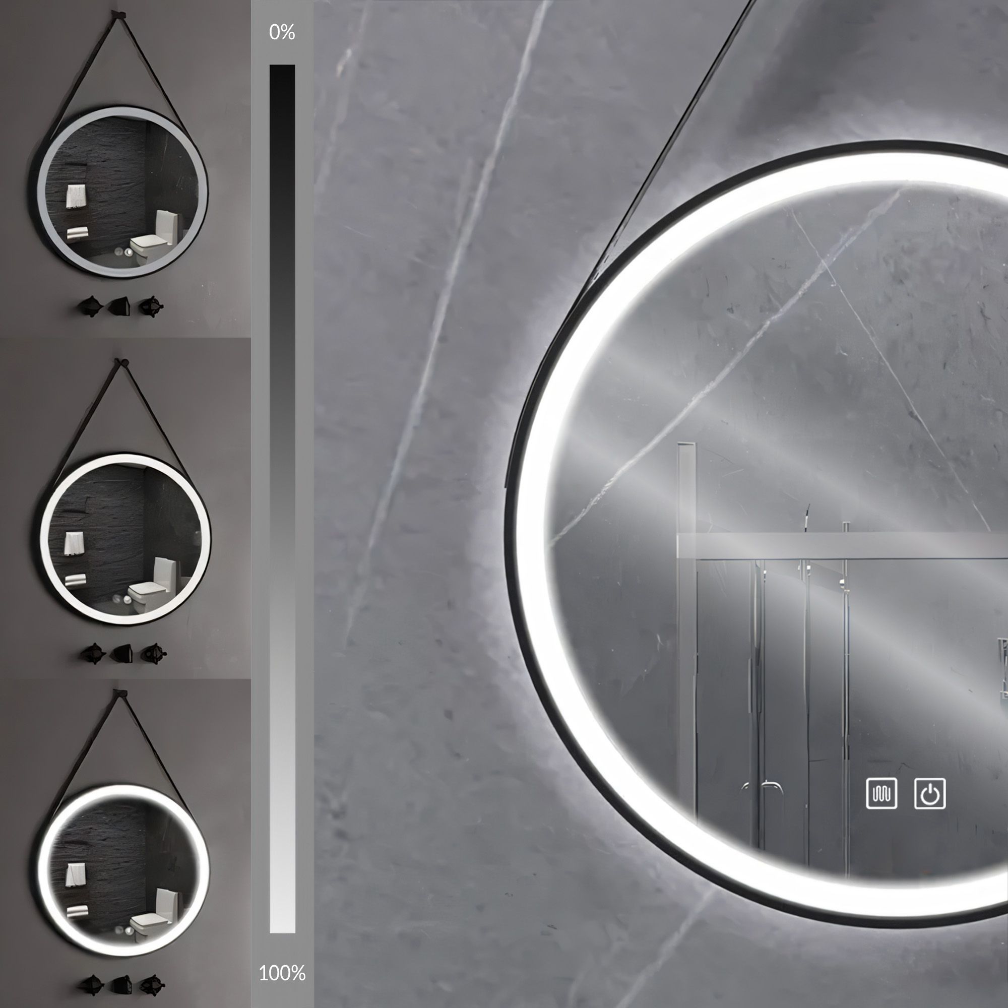 TUTUMI LED-seinäpeili 104 69,5 musta, 69,5x69,5x2,8cm