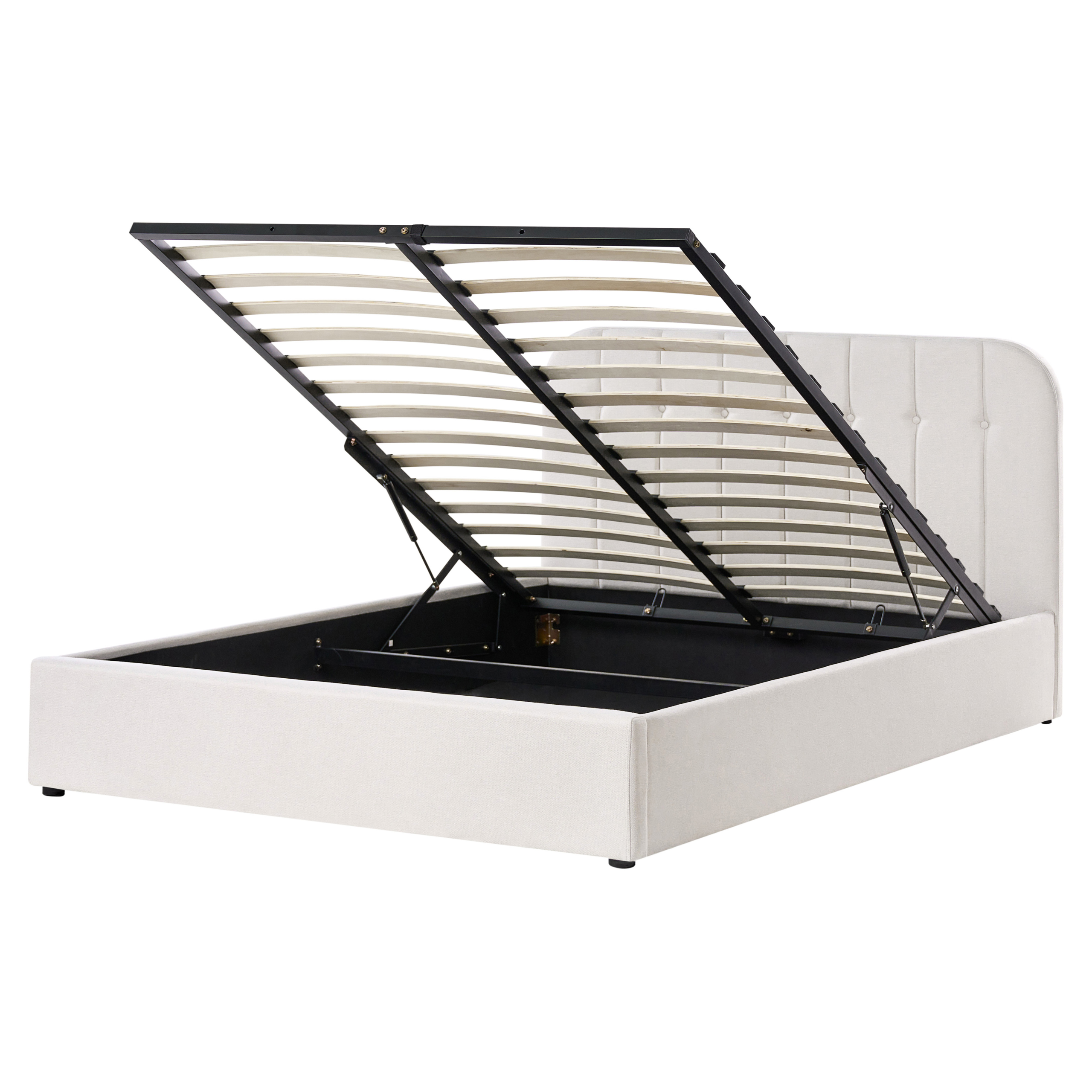 Sänky säilytystilalla kangas CHALLANS 160 x 200 cm Luonnonvalkoinen