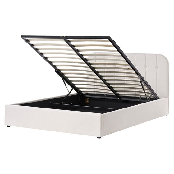 Sänky säilytystilalla kangas CHALLANS 160 x 200 cm Luonnonvalkoinen