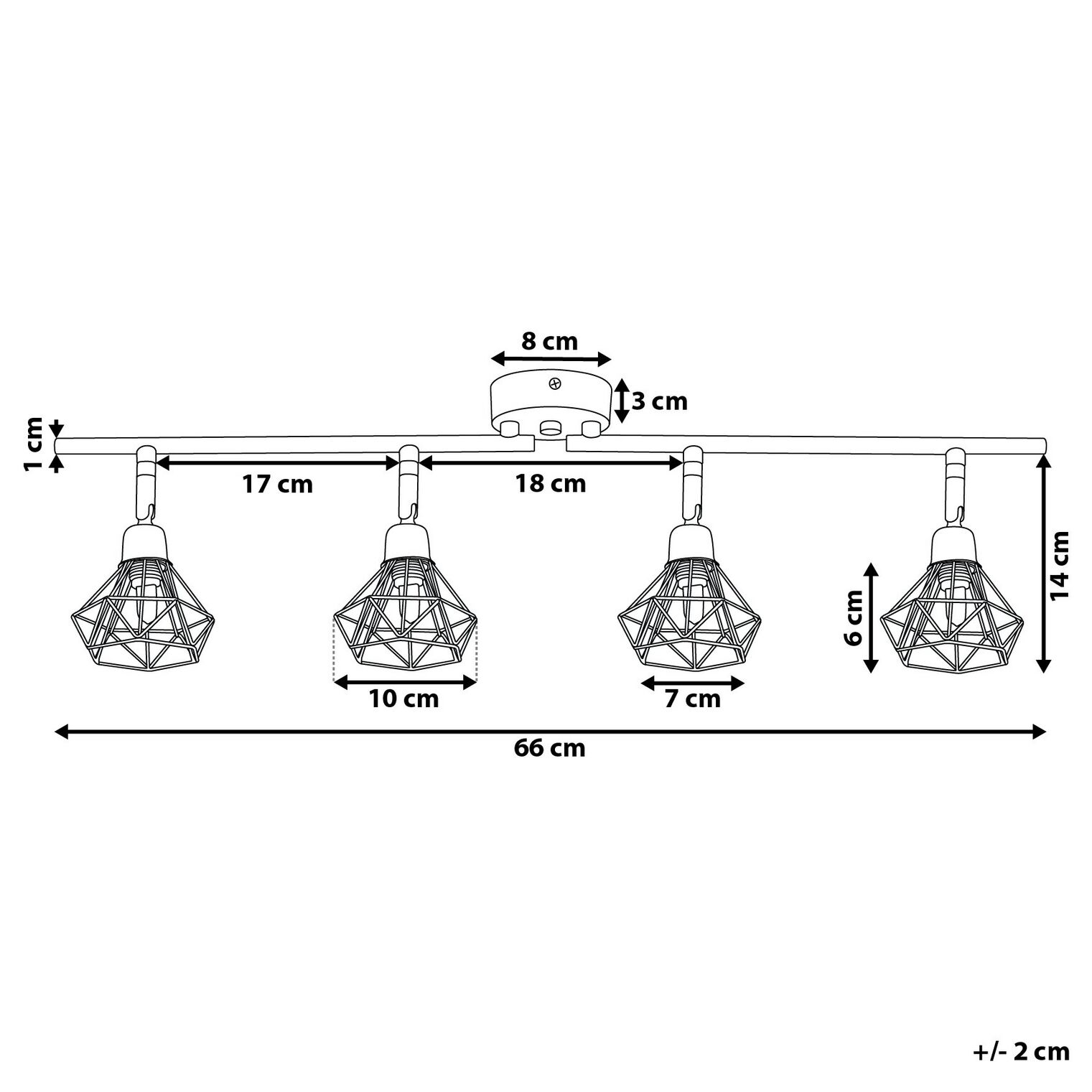Spottivalaisin 4 polttimoa ERMA säädettävä metalli Musta