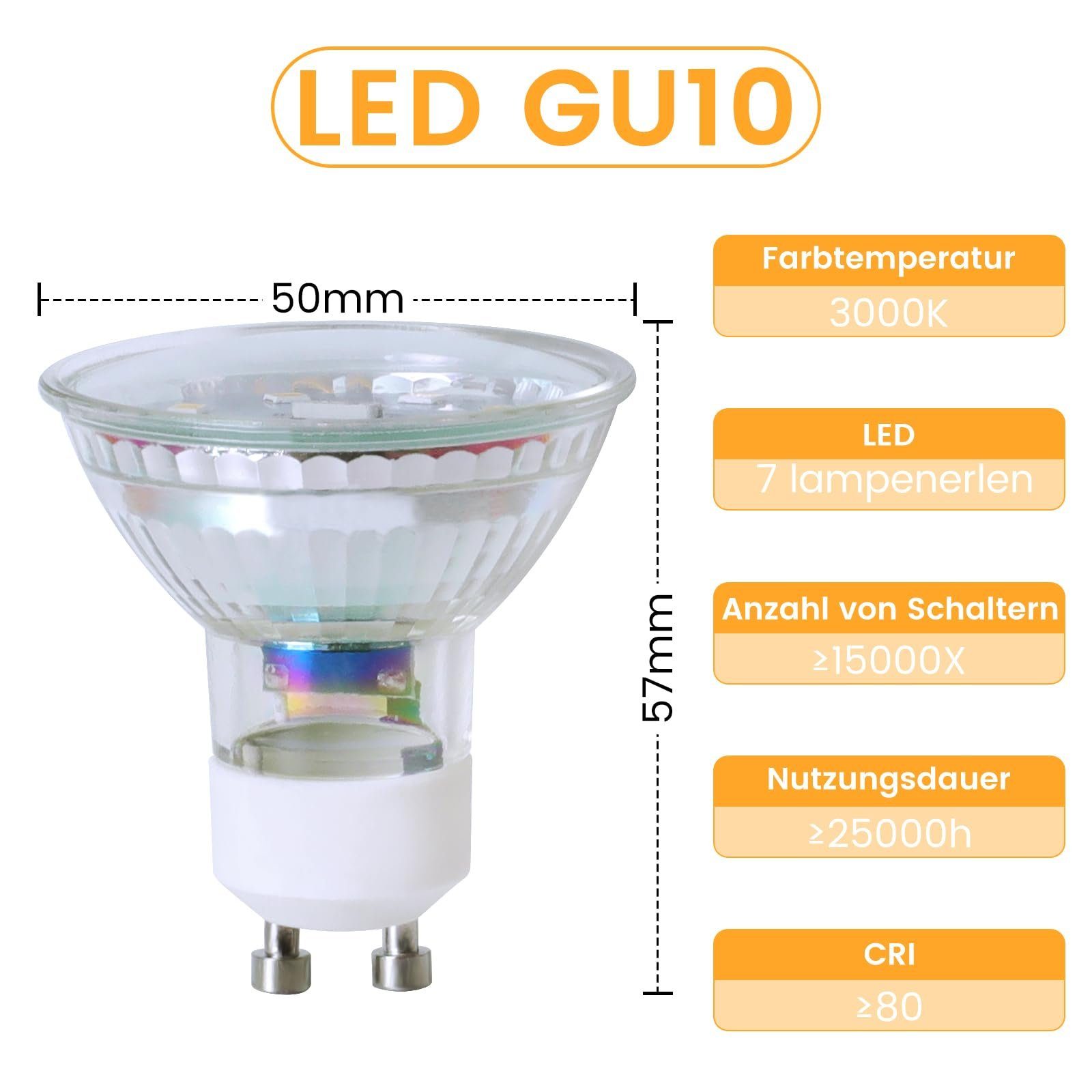 ZMH 10 x 5 W LED-lamppua, energiansäästö, 110°:n valokeila, heijastinvalaisin, 3000 K