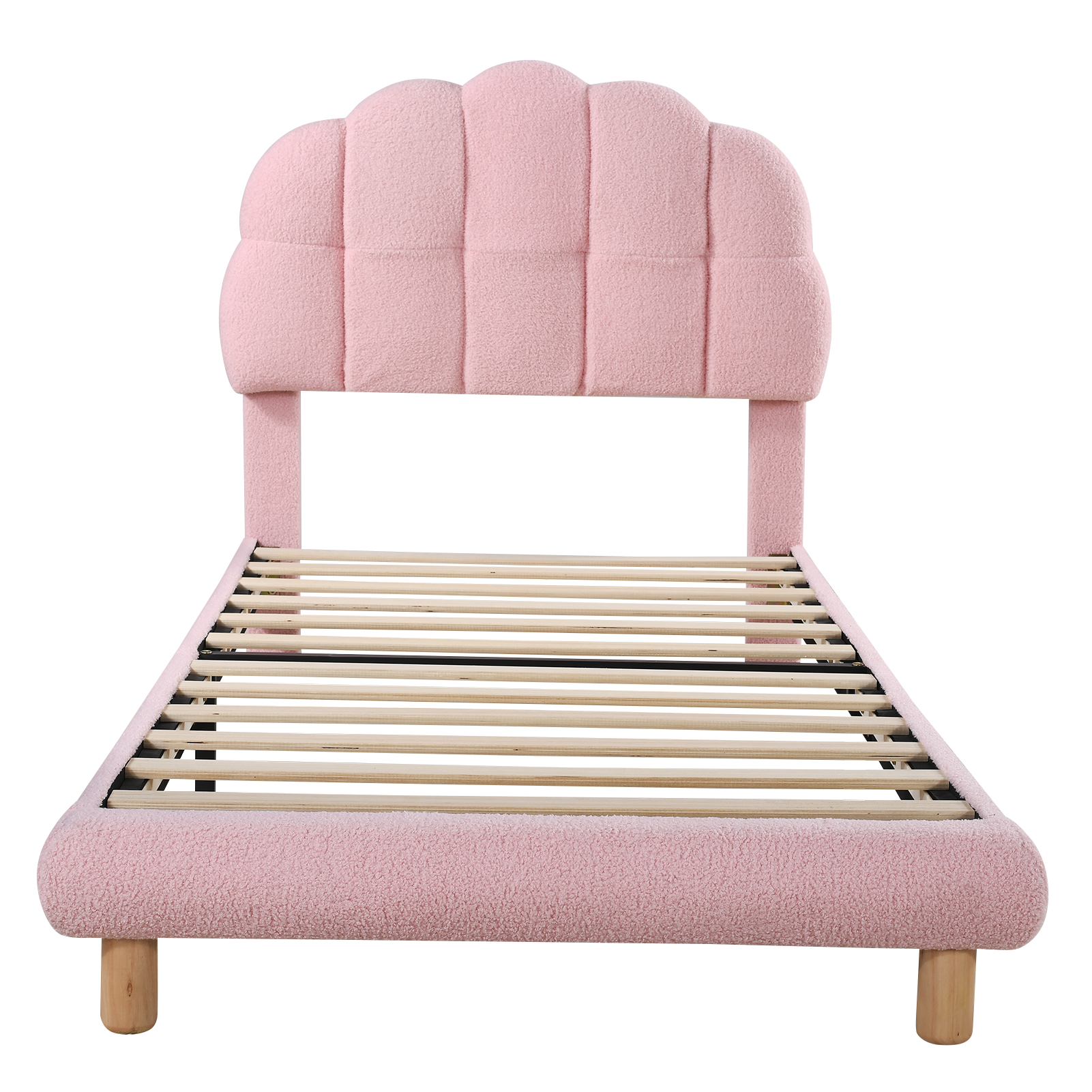Verhoiltu sänky 90x200 cm, lastensänky puisella sälepohjalla, yhden hengen sänky, pinkki