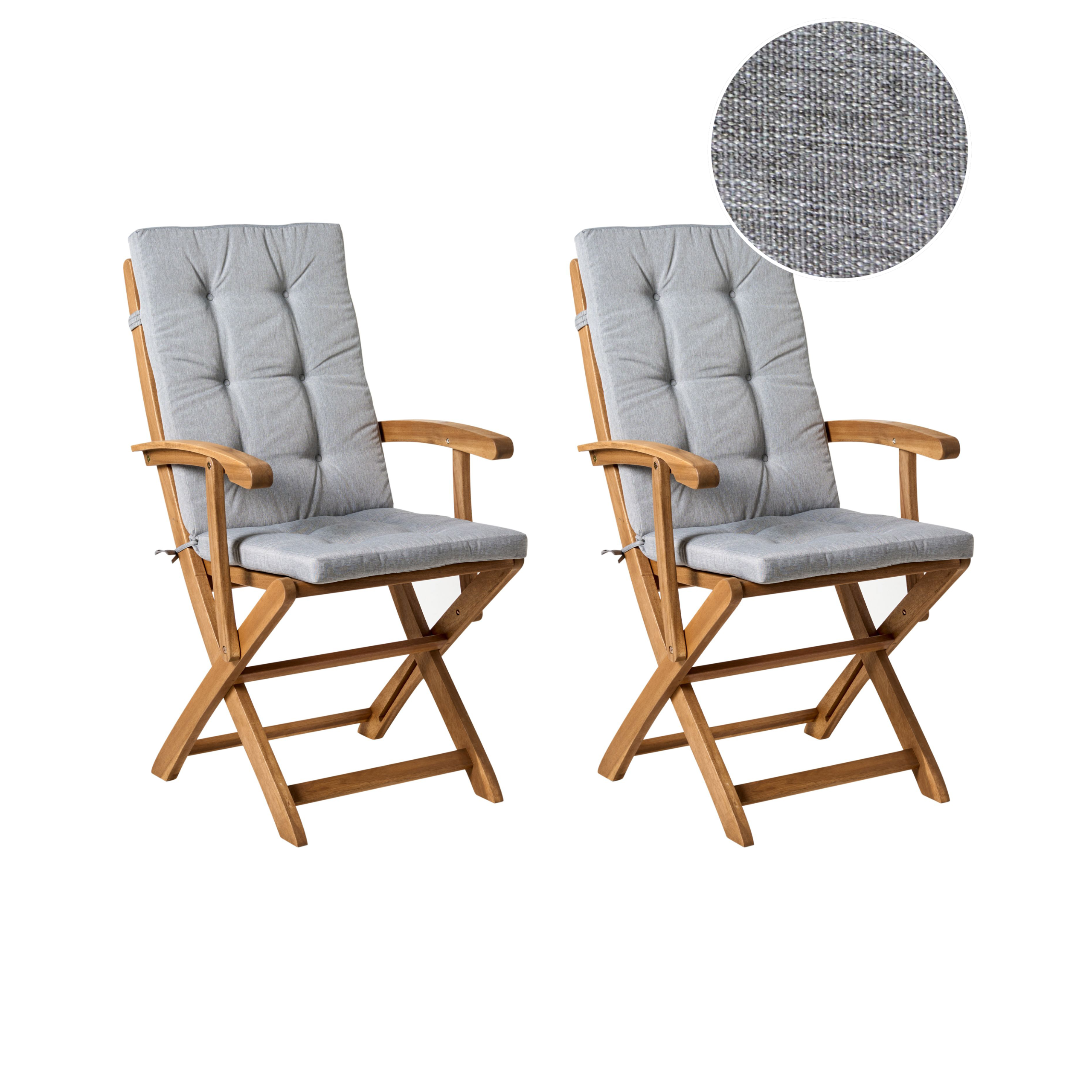 Puutarhatuolisetti pehmusteilla 2 kpl MAUI PREMIUM akaasia Meleerattu harmaa